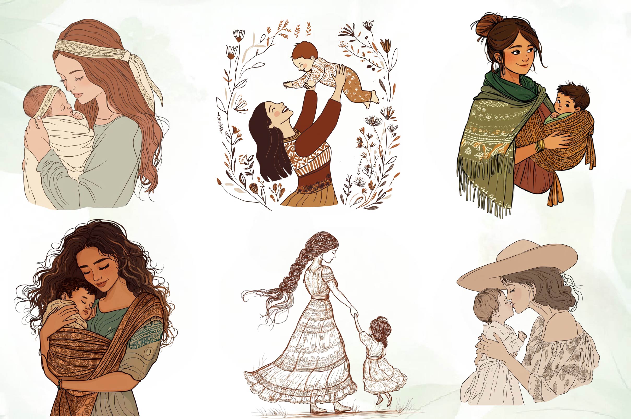 Boho Mothers Love Clipart Bundle