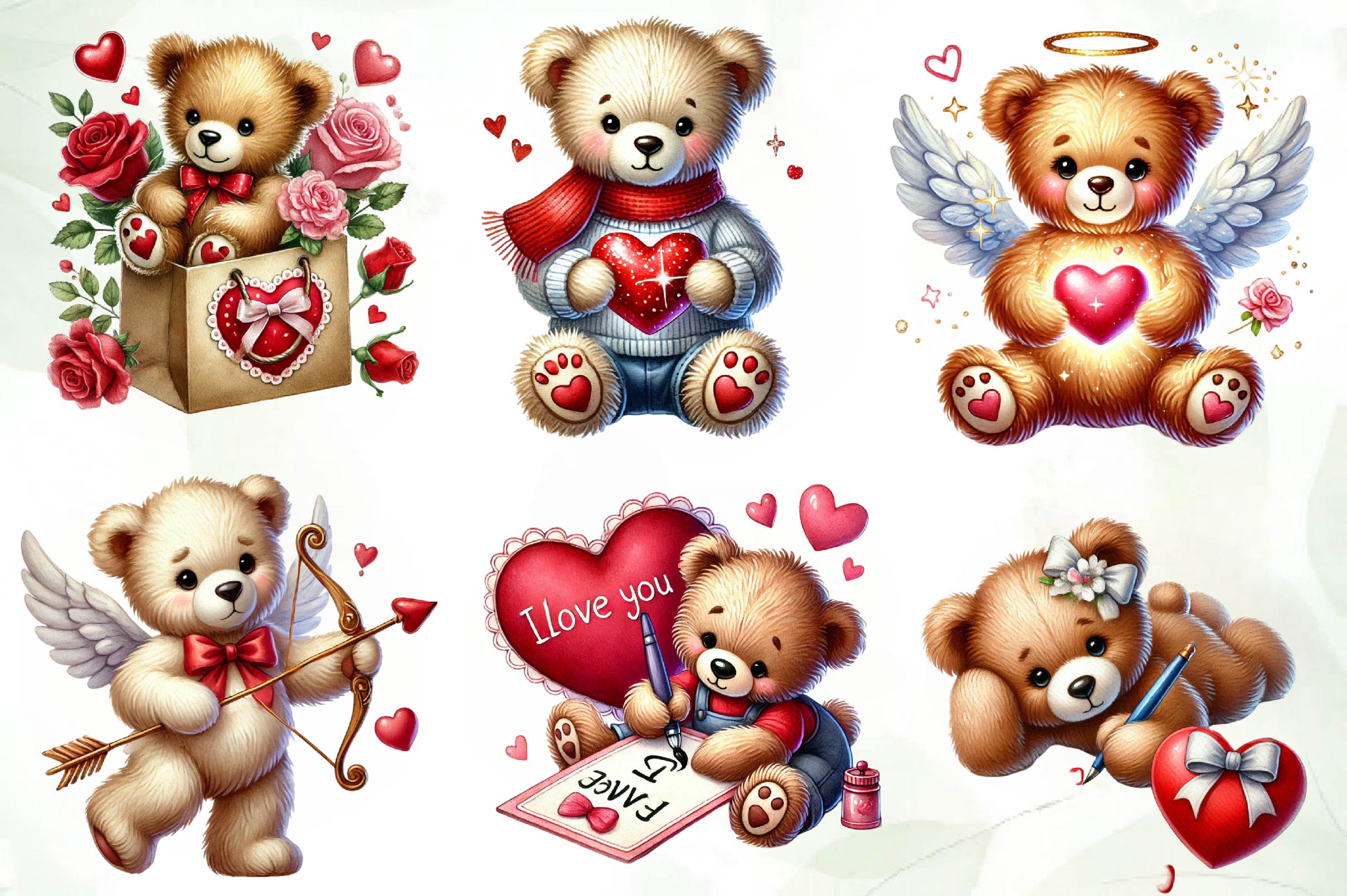 Teddy Bear Valentine Bear Love Clipart Bundle