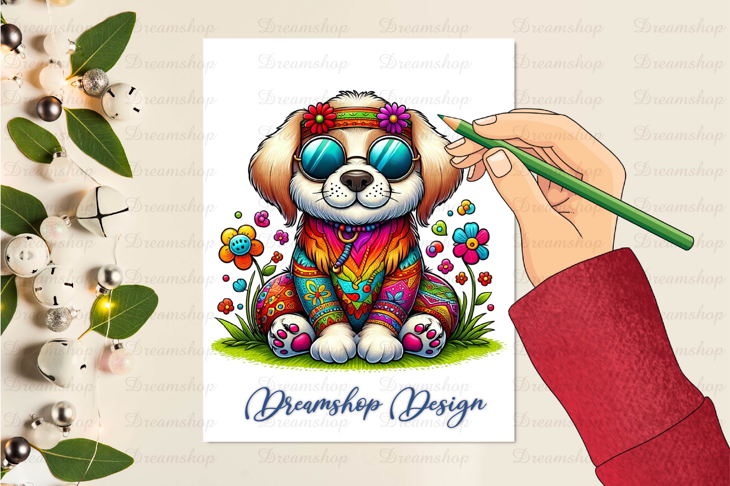 Hippie Dog Clipart Bundle