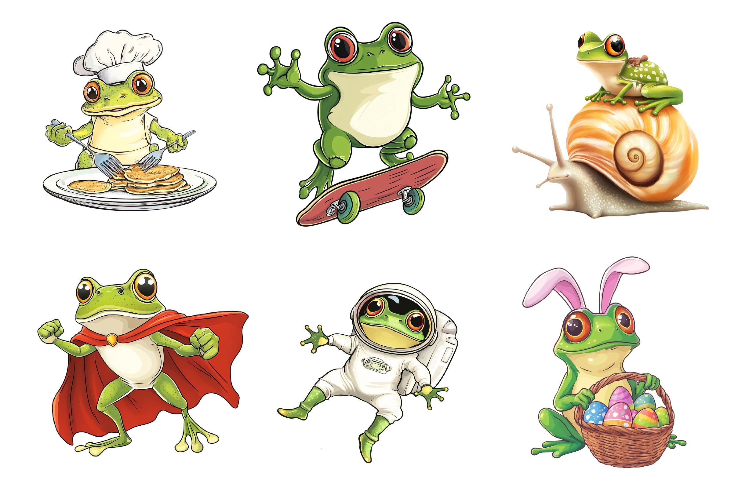 Quirky Funny Frog Clipart Bundle
