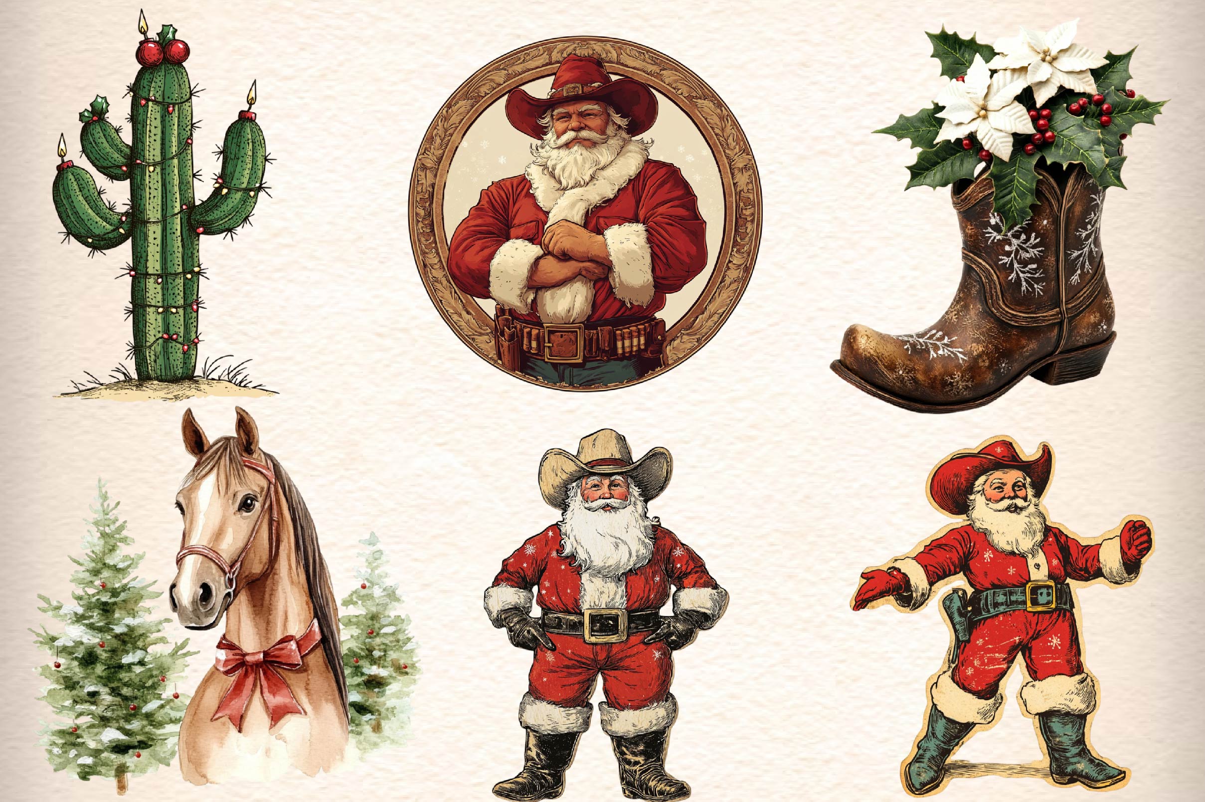 Western Christmas Clipart Bundle 1