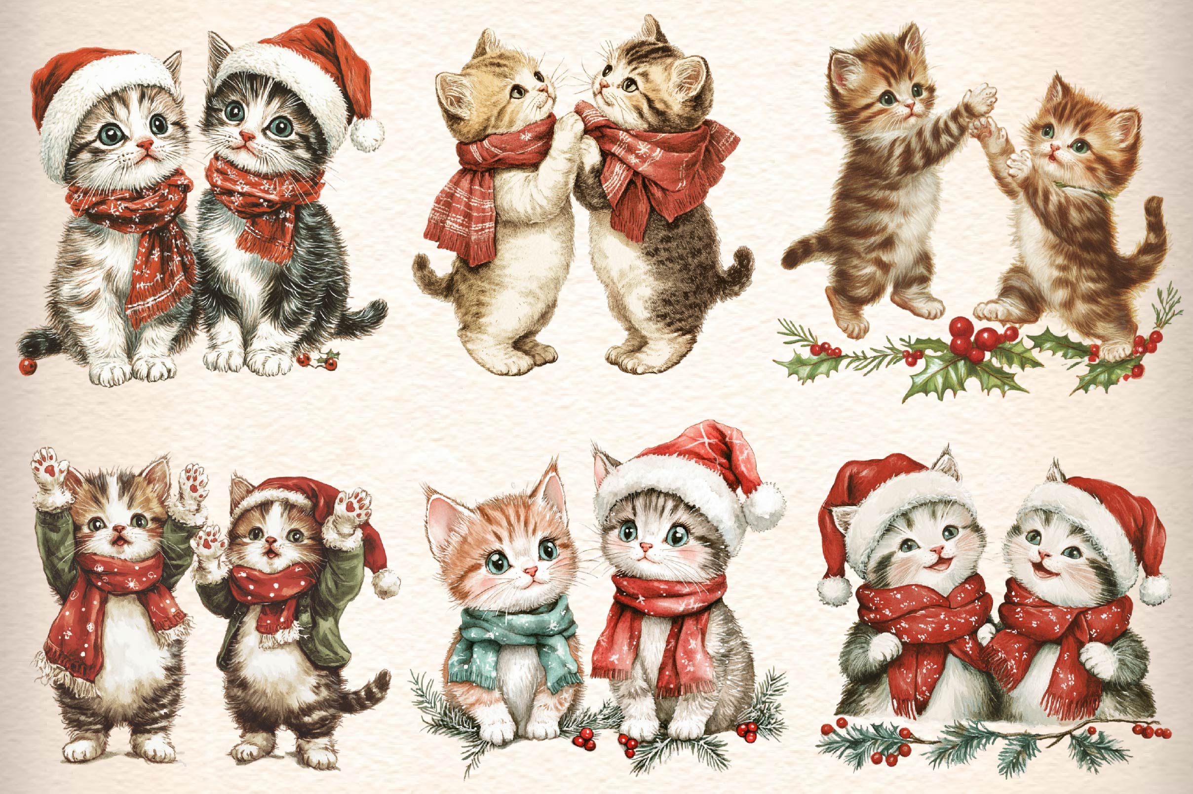 Cat Cute Christmas Clipart Bundle