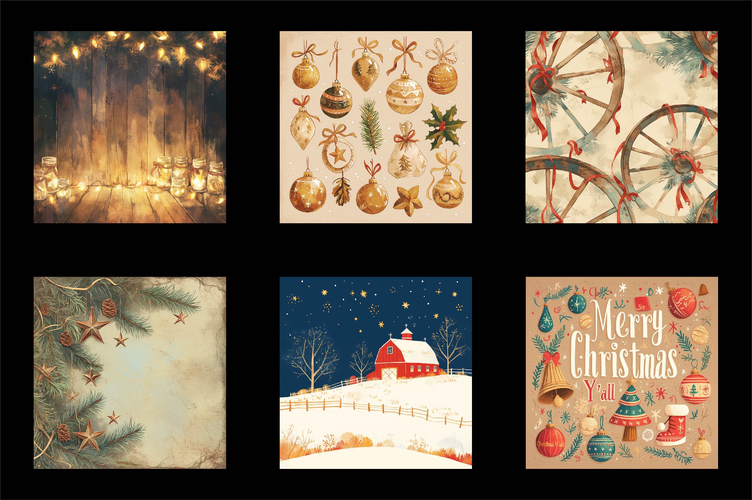 Country Christmas Digital Paper