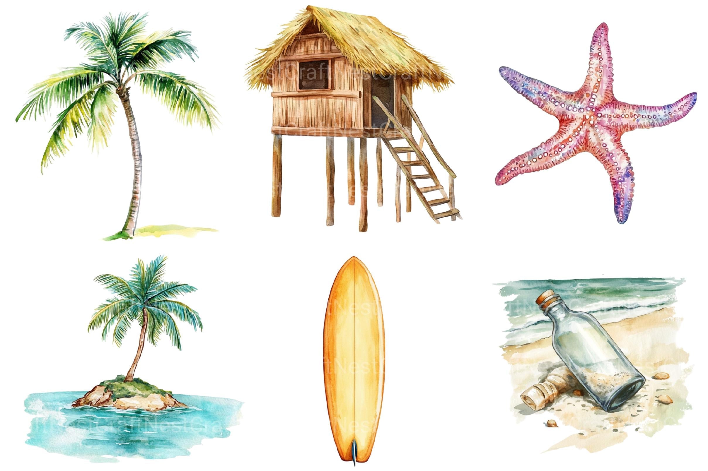 Tropical Beach Landscapes Clipart