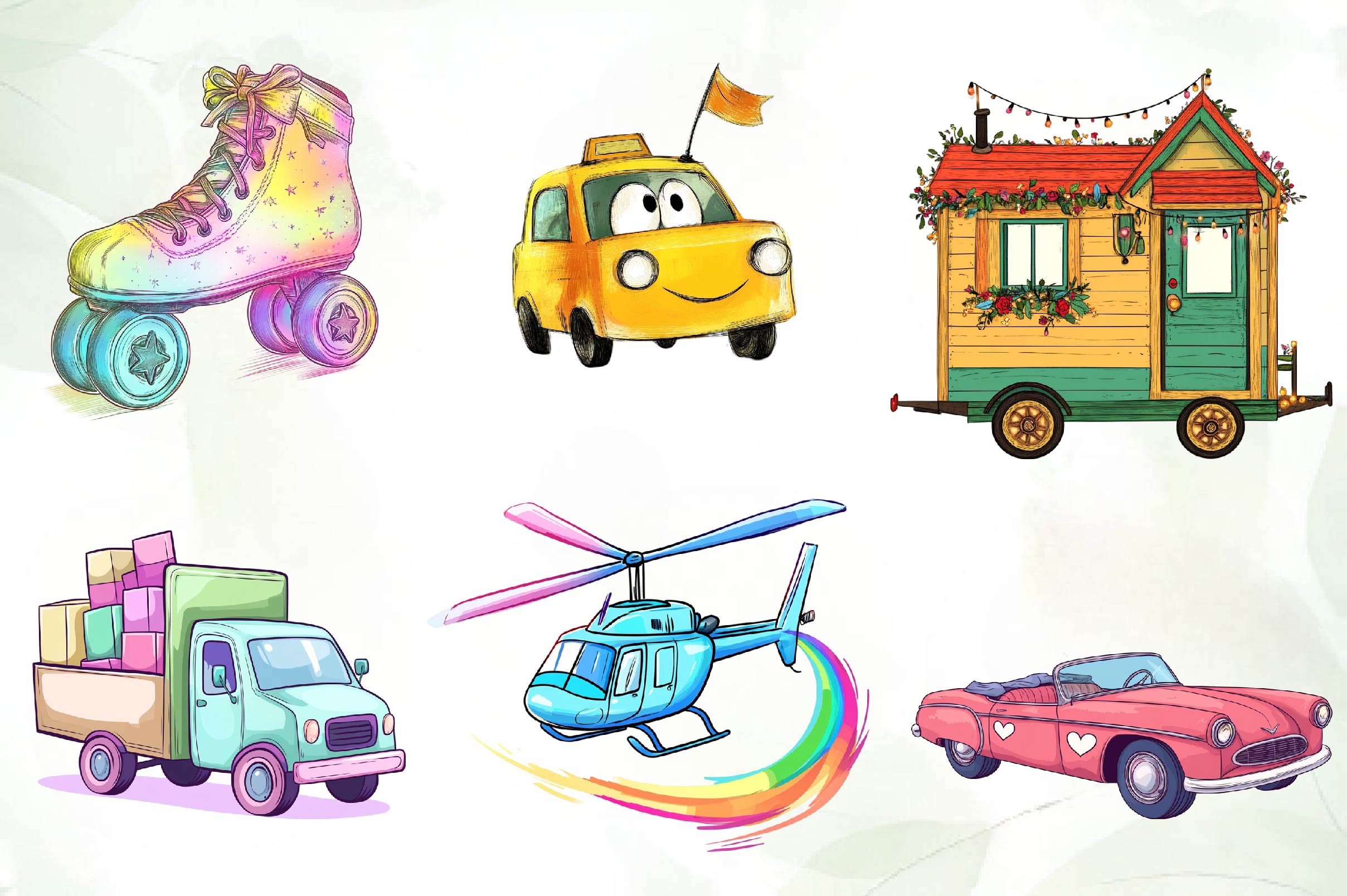Cute Transport Clipart Bundle