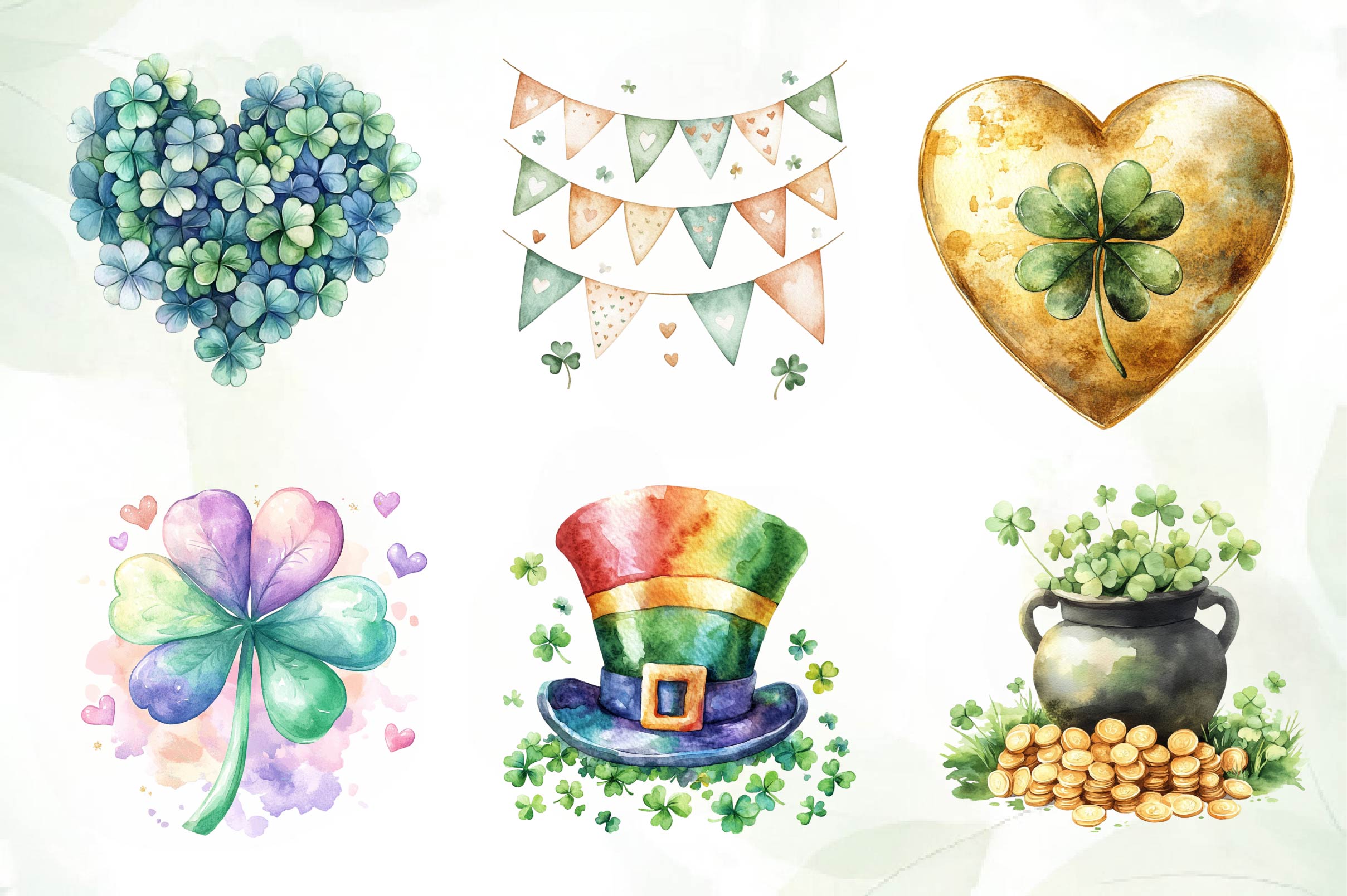 Pastel Patricks Day Clipart Bundle