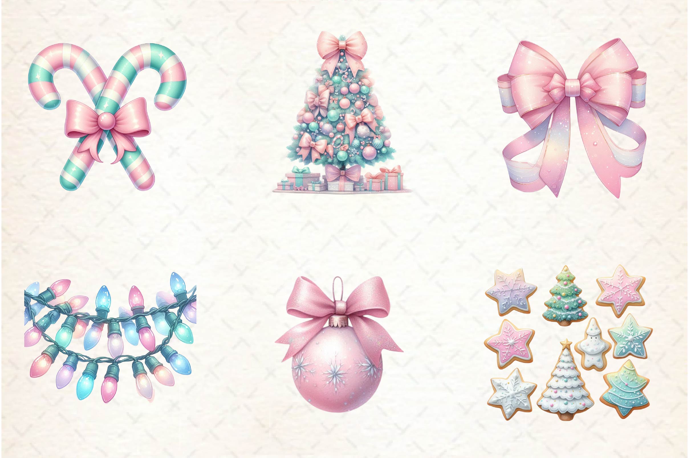 Pastel Preppy Christmas Clipart Bundle