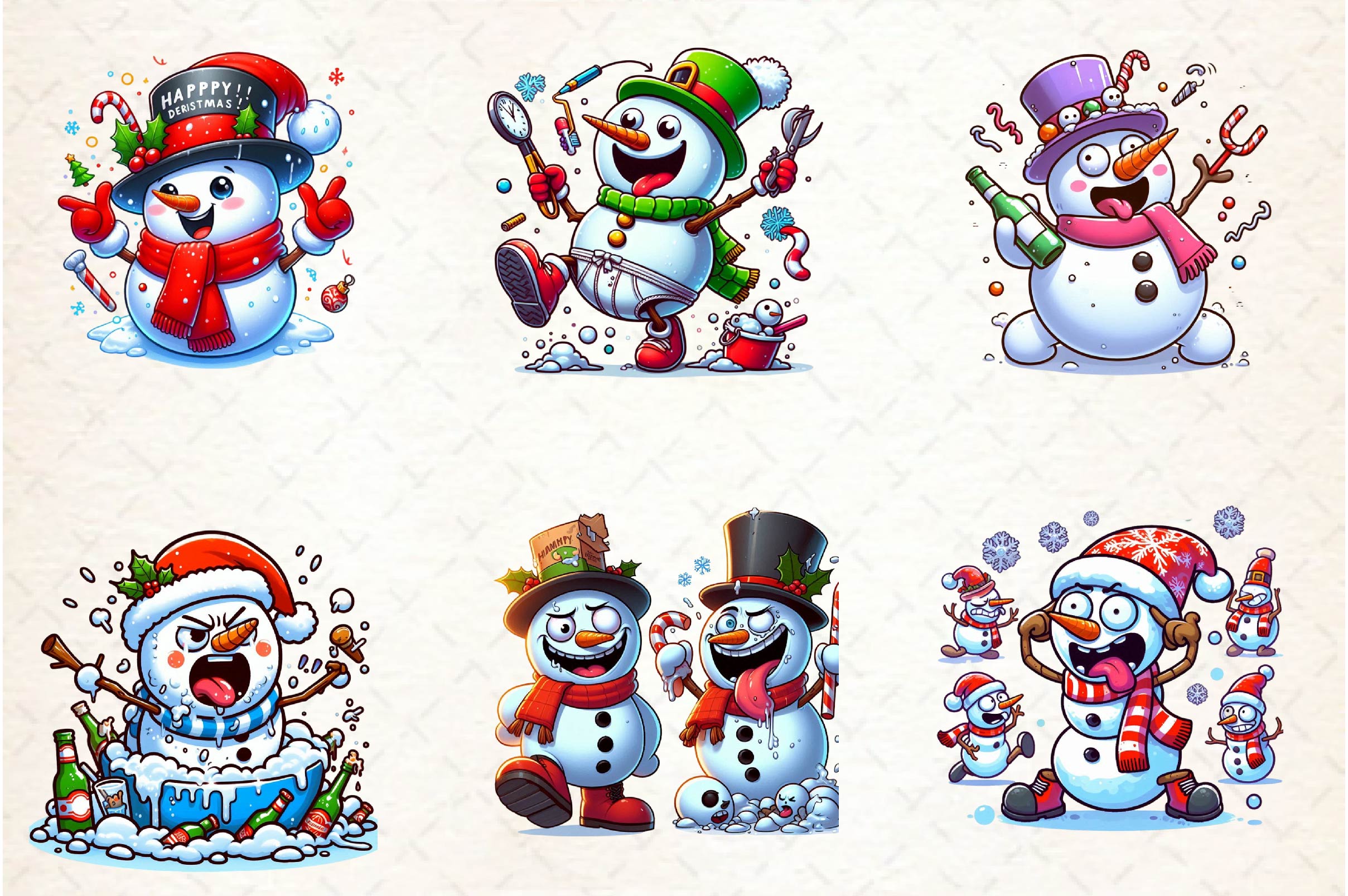 Funny Christmas Snowman Clipart Bundle 1