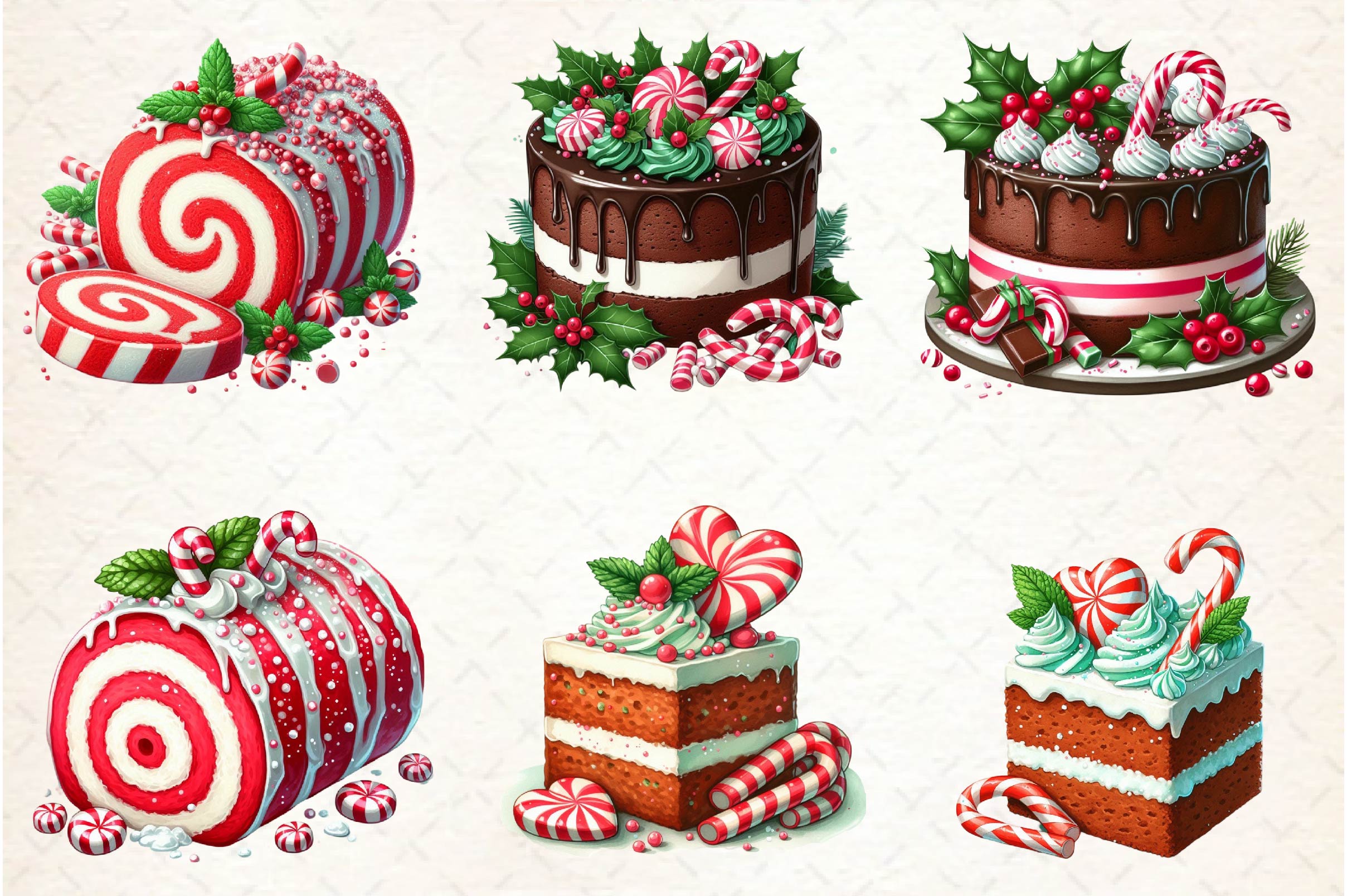 Peppermint Cakes Clipart Bundle
