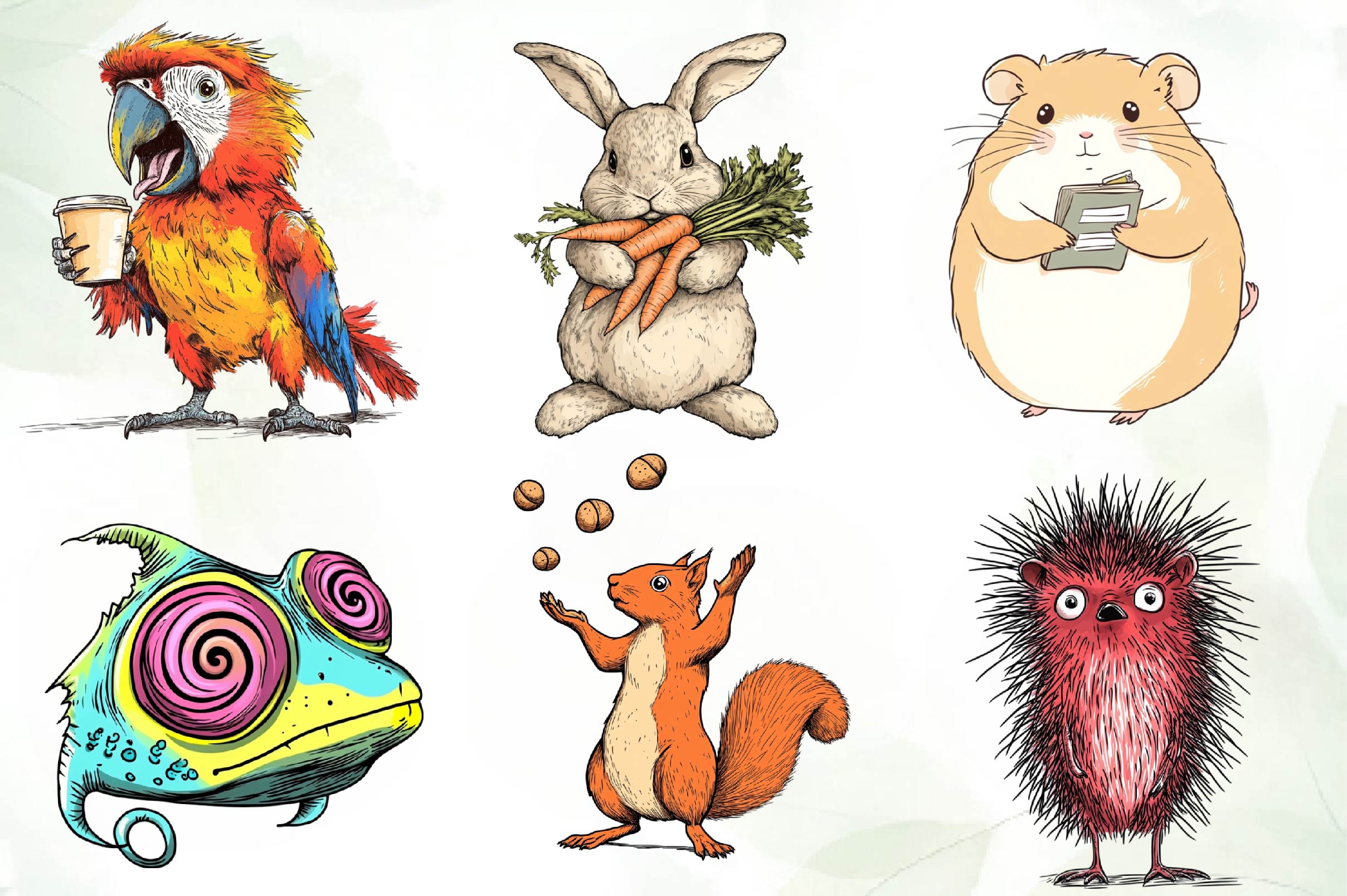 Funny Quirky Animals Clipart Bundle