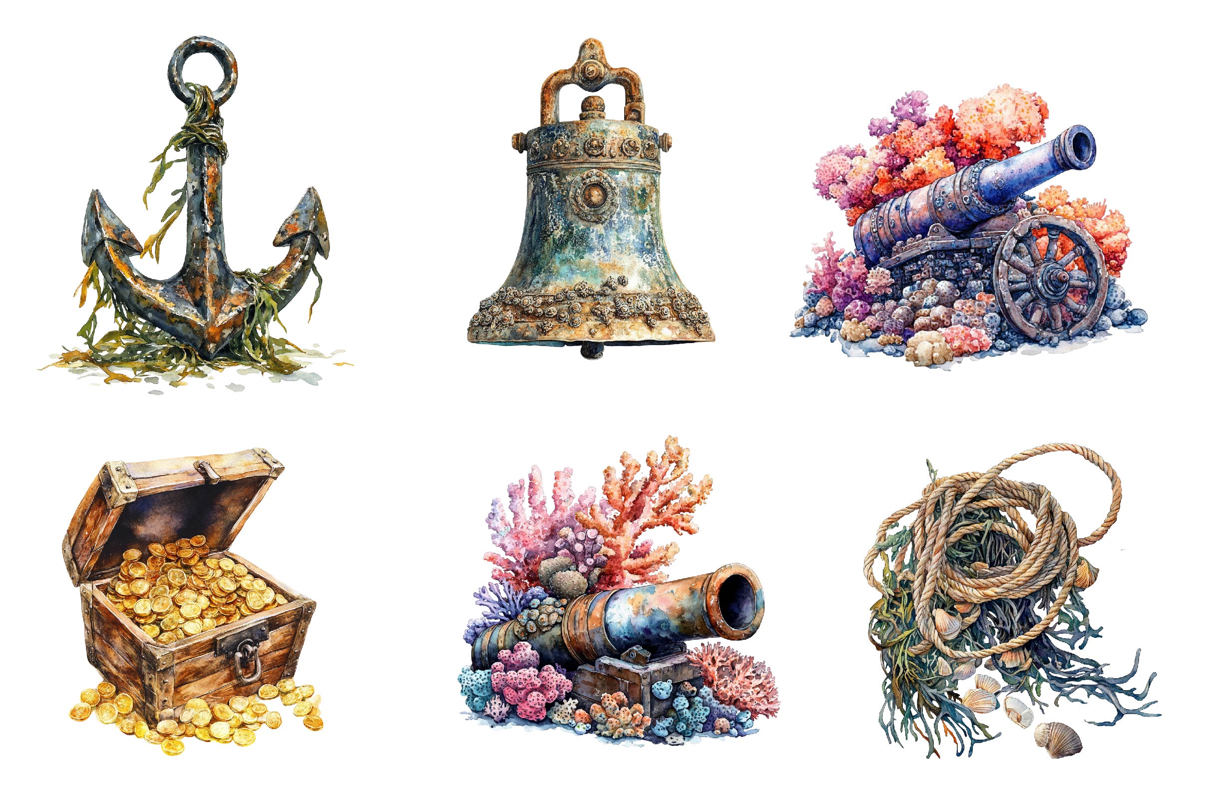 Collection A Sunken Shipwreck Clipart Bundle