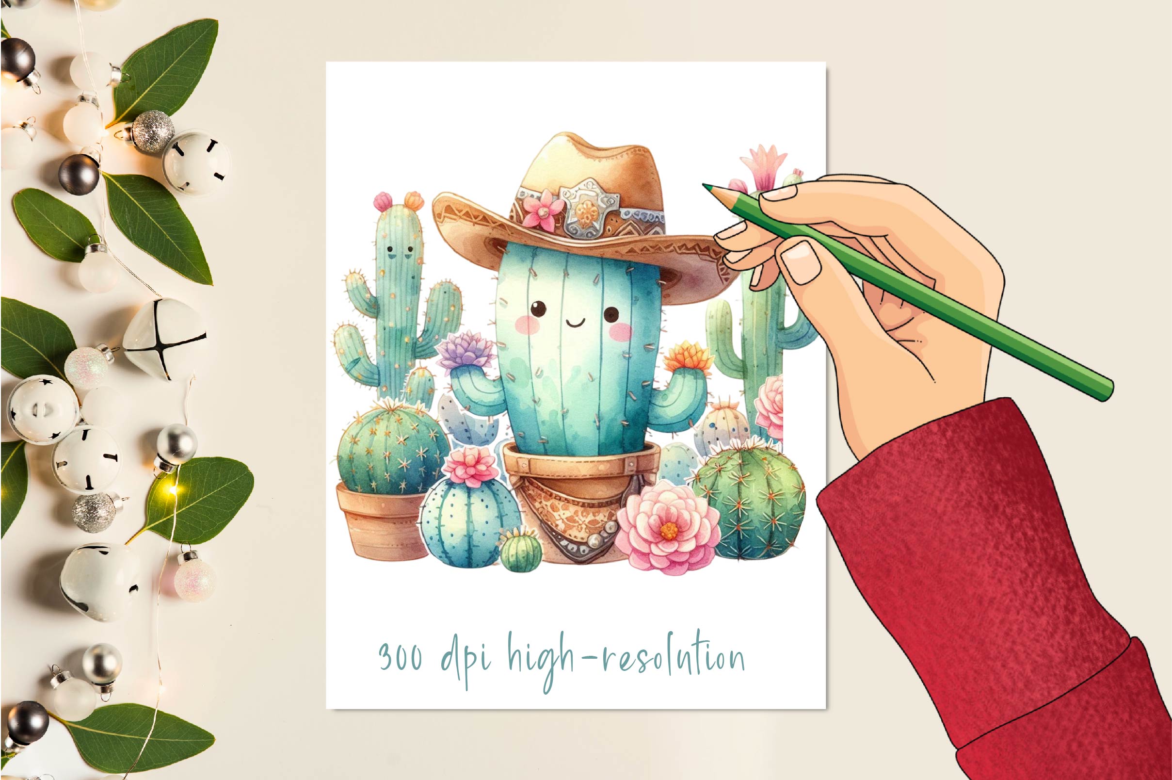 Pastel Western Cactus Clipart Bundle