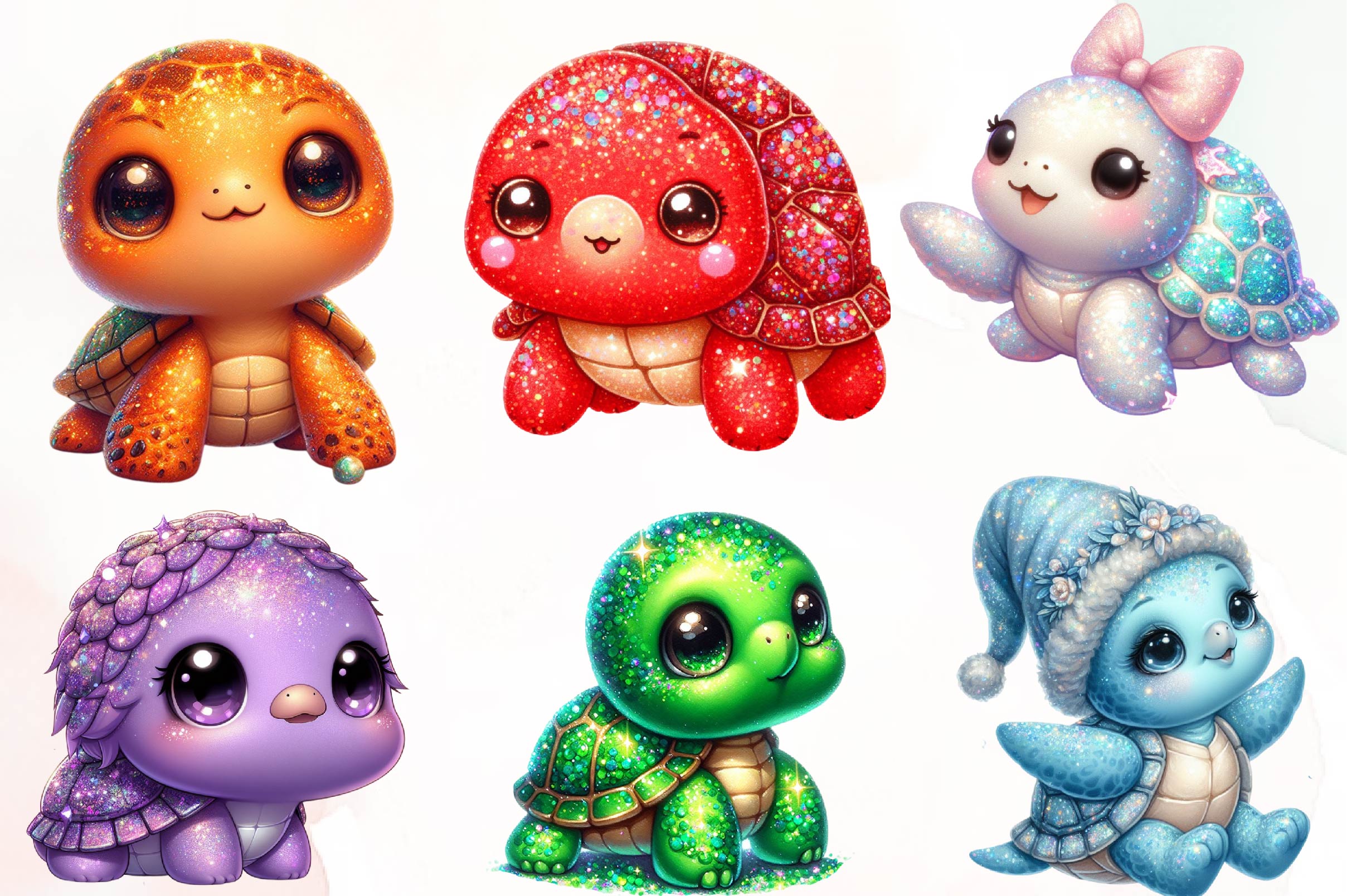 Cute Baby Turtle Clipart Bundle