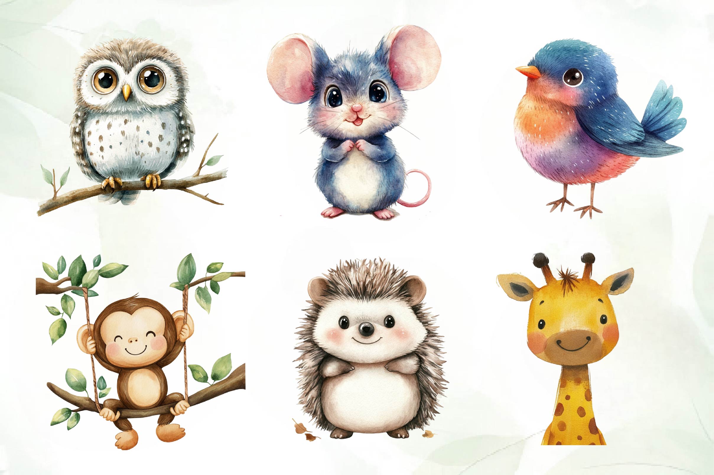 Minimalist Cartoon Animals Clipart Bundle