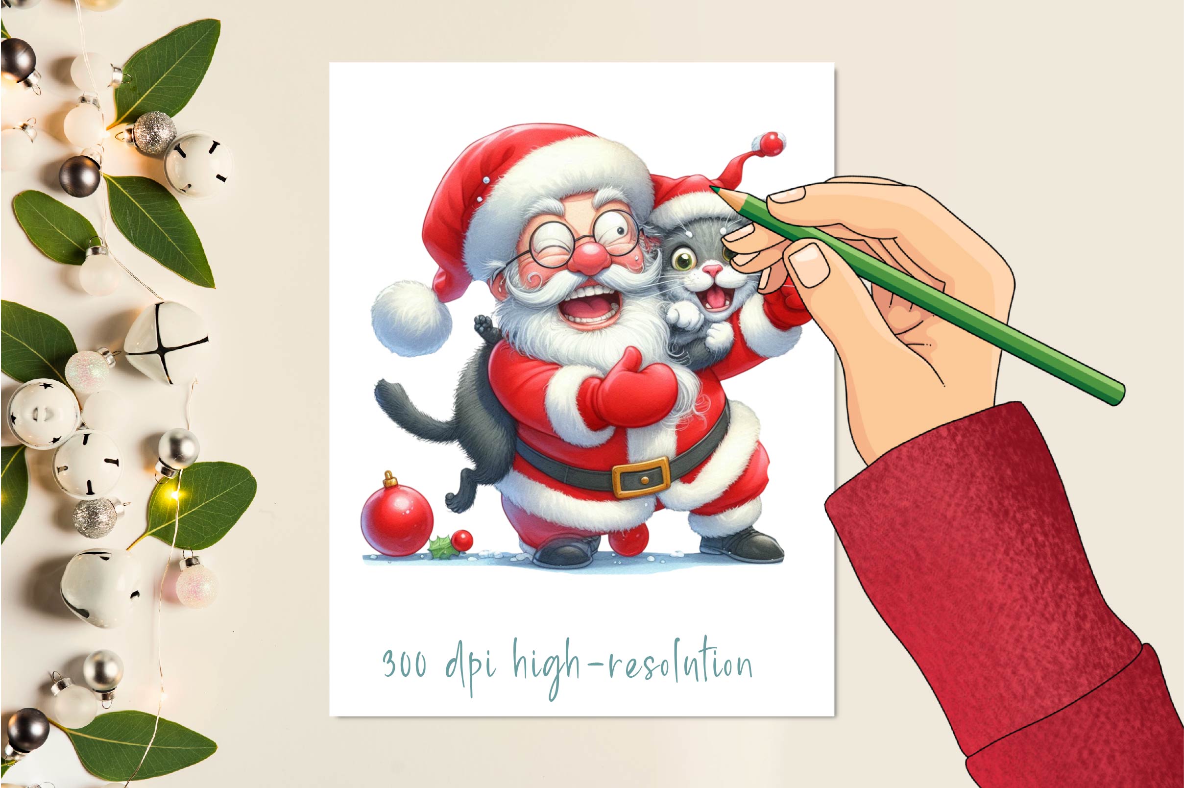 Funny Christmas Santa Clipart Bundle 4