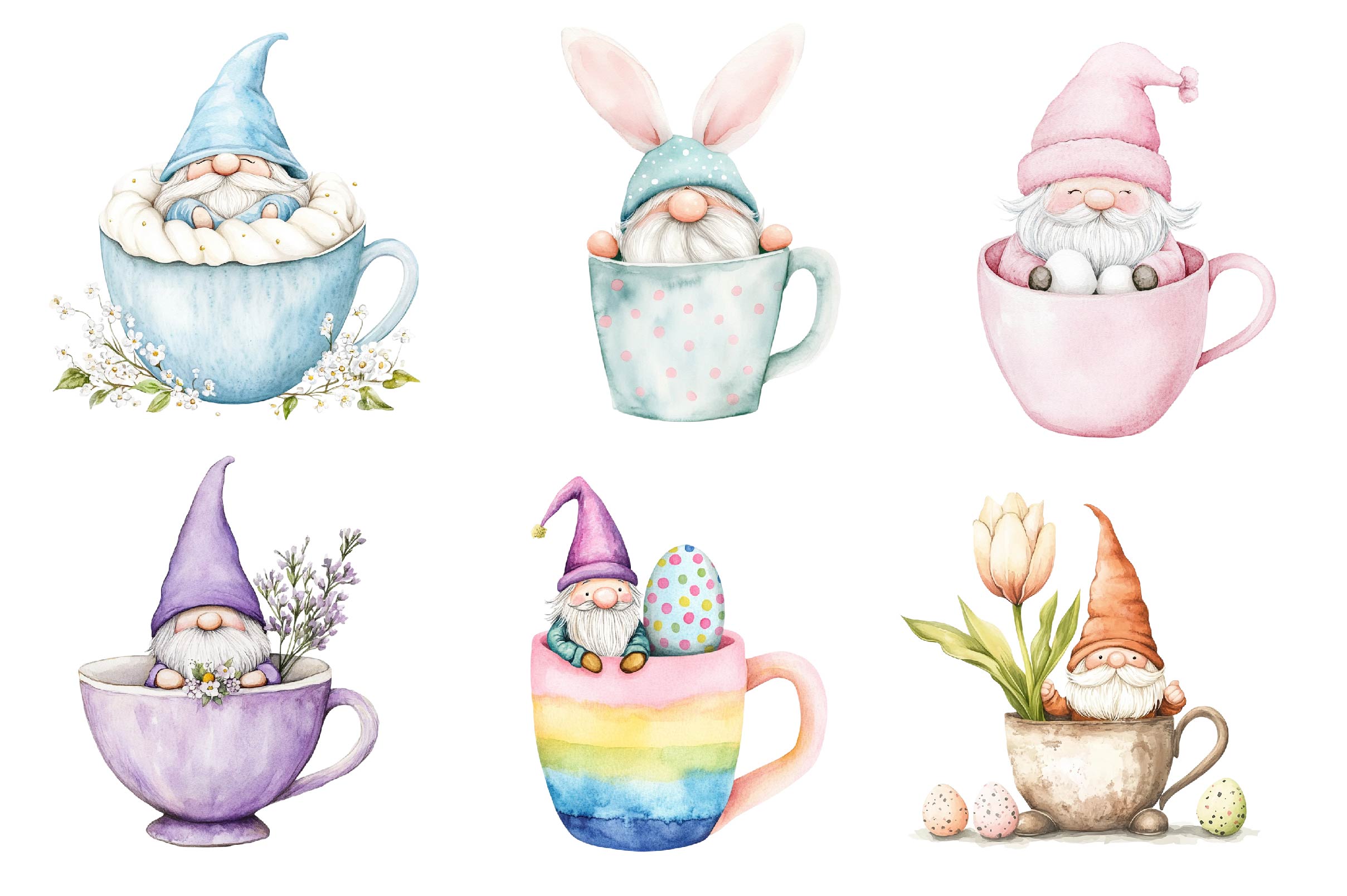 Easter Gnome Mug Cup Clipart Bundle