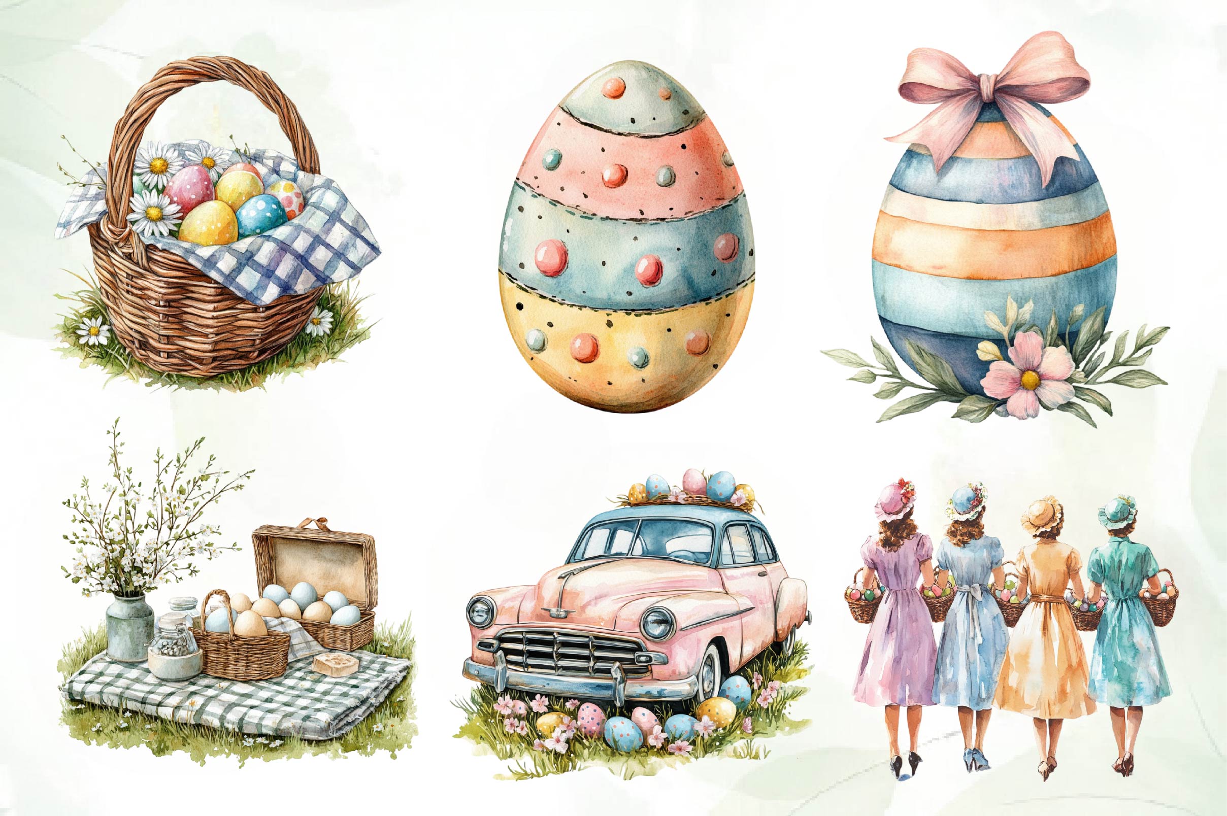 Vintage 1950 Easter Clipart Bundle 1