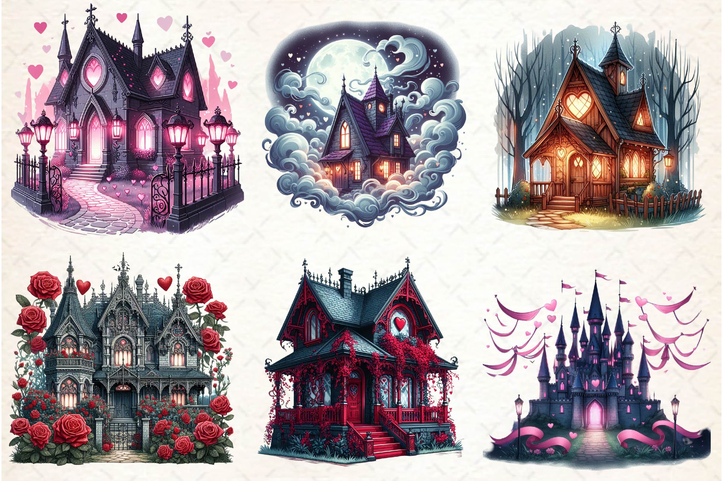 Valentine Gothic Palace Clipart Bundle