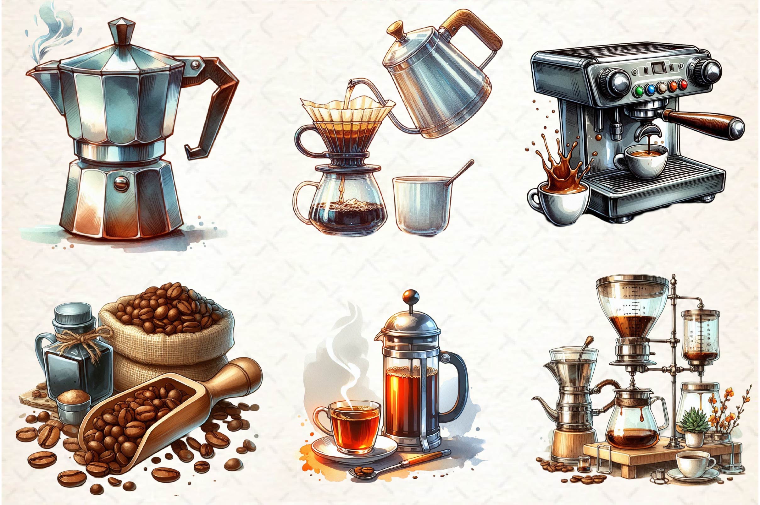 Making Coffee Clipart Bundle