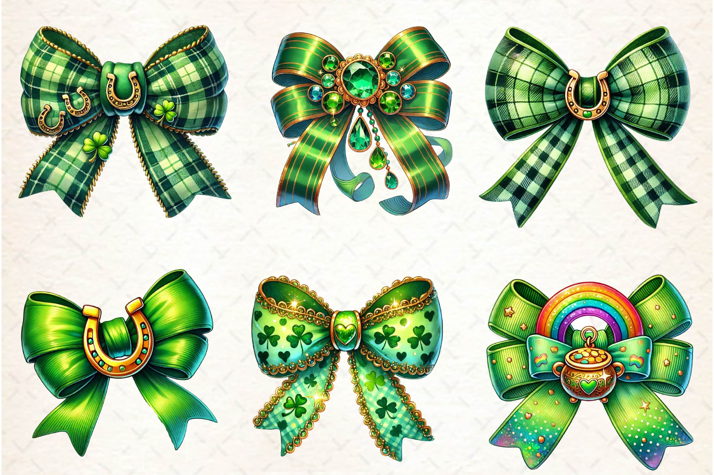 St Patricks Day Bow Clipart Bundle 1