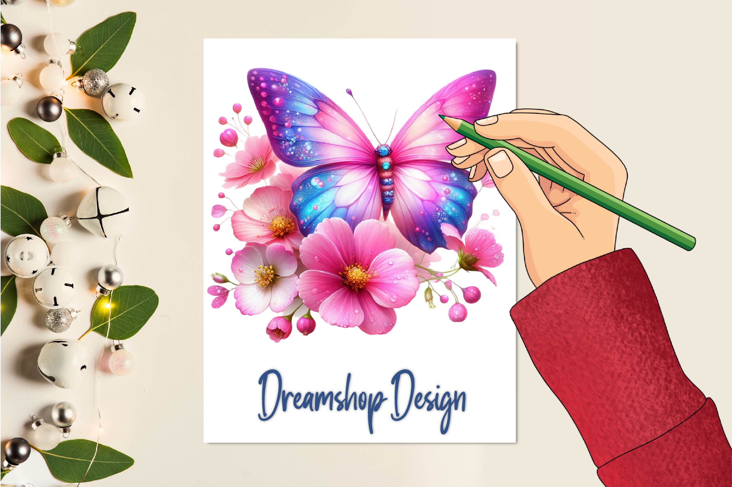Coquette Pink Butterfly Clipart Bundle