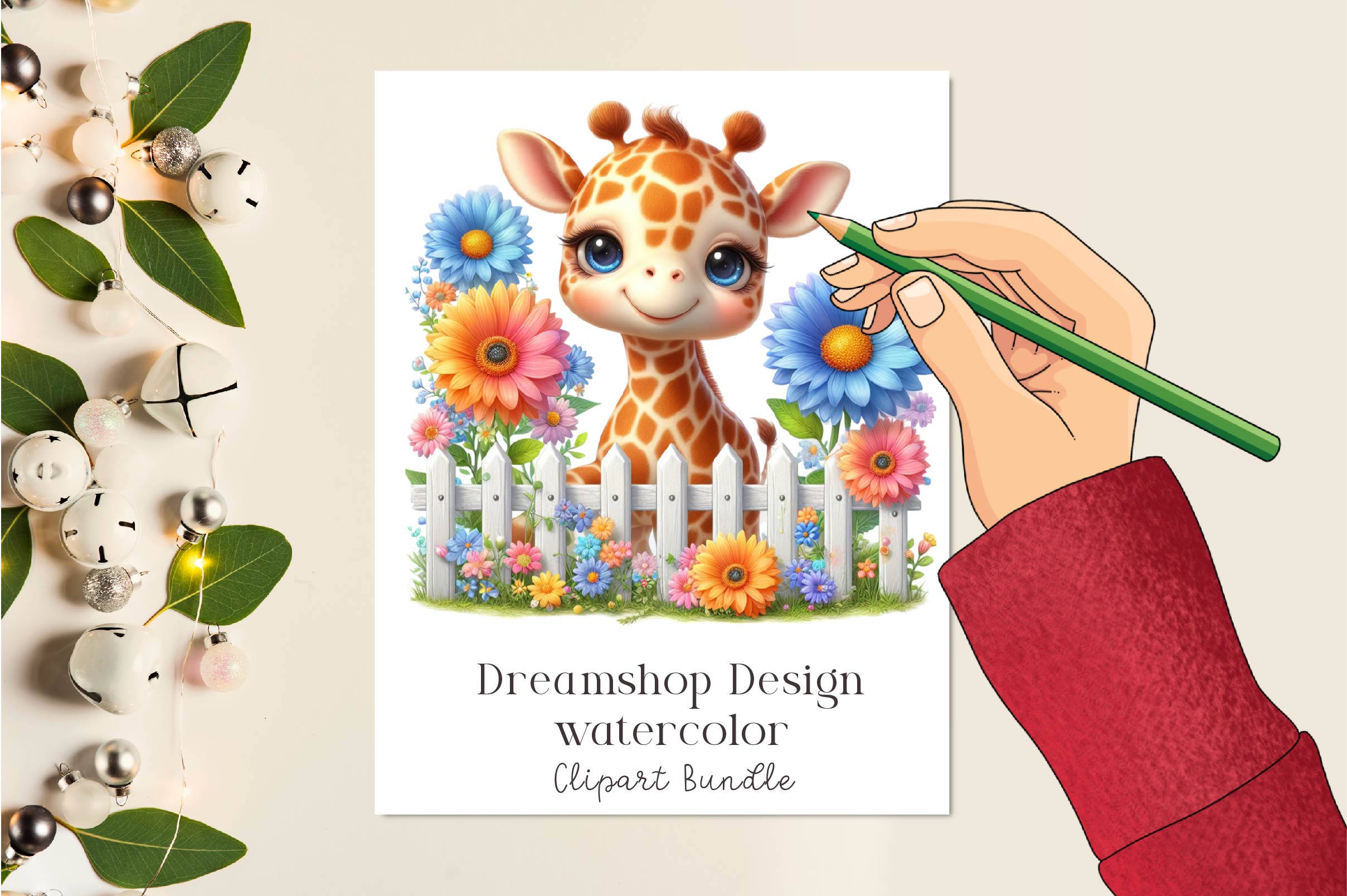 Giraffe Spring Clipart Bundle