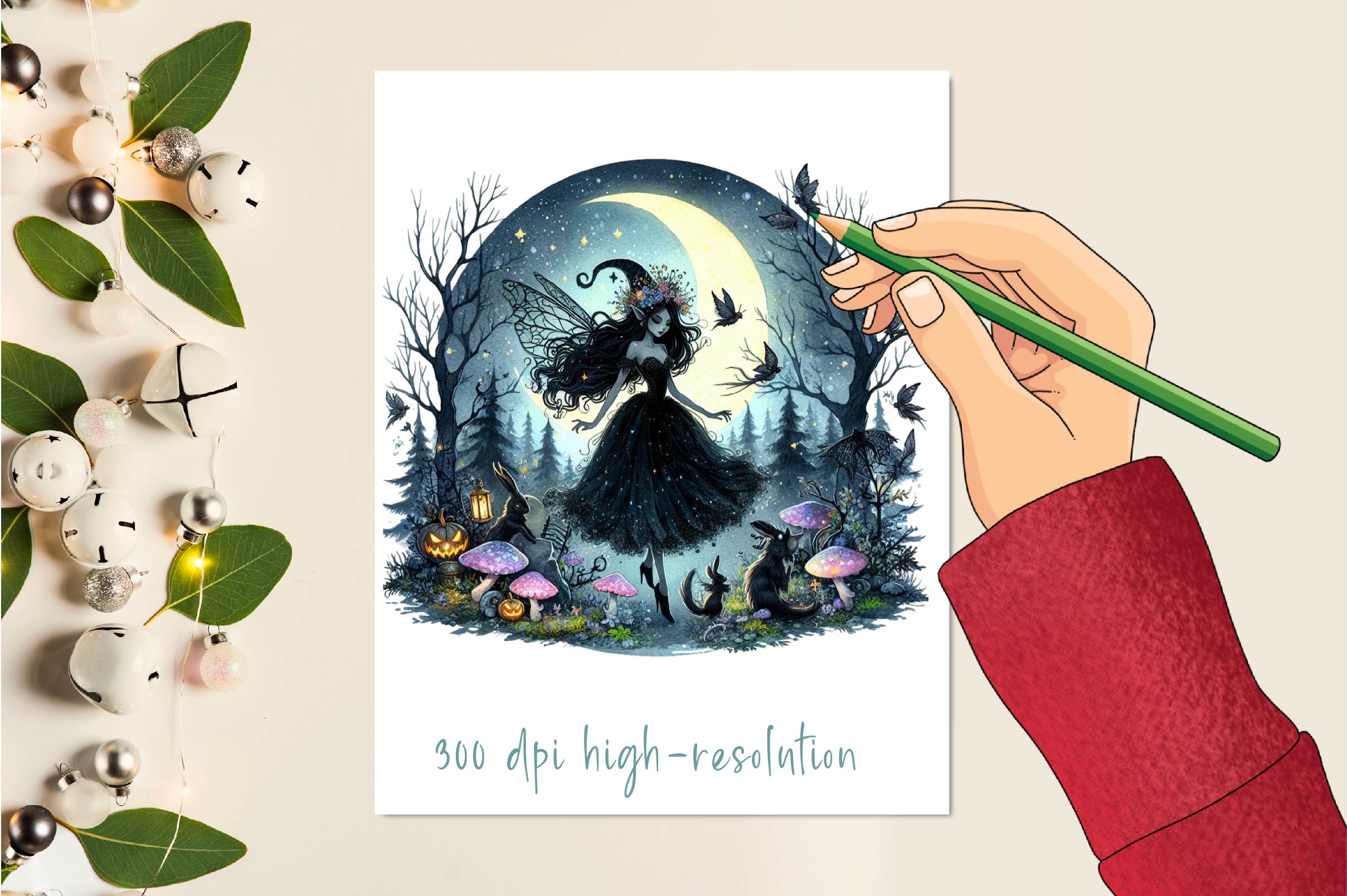 Halloween Forest Nymph Fairy Clipart Bundle