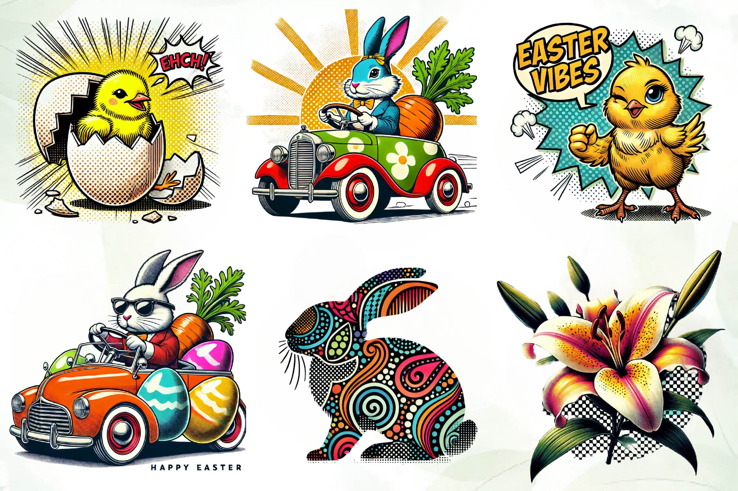 Easter Pop Art Clipart Bundle
