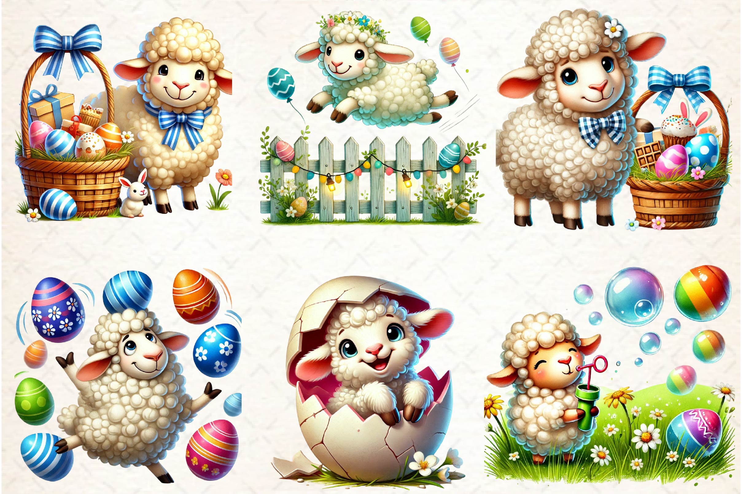 Easter Sheep Clipart Bundle 2