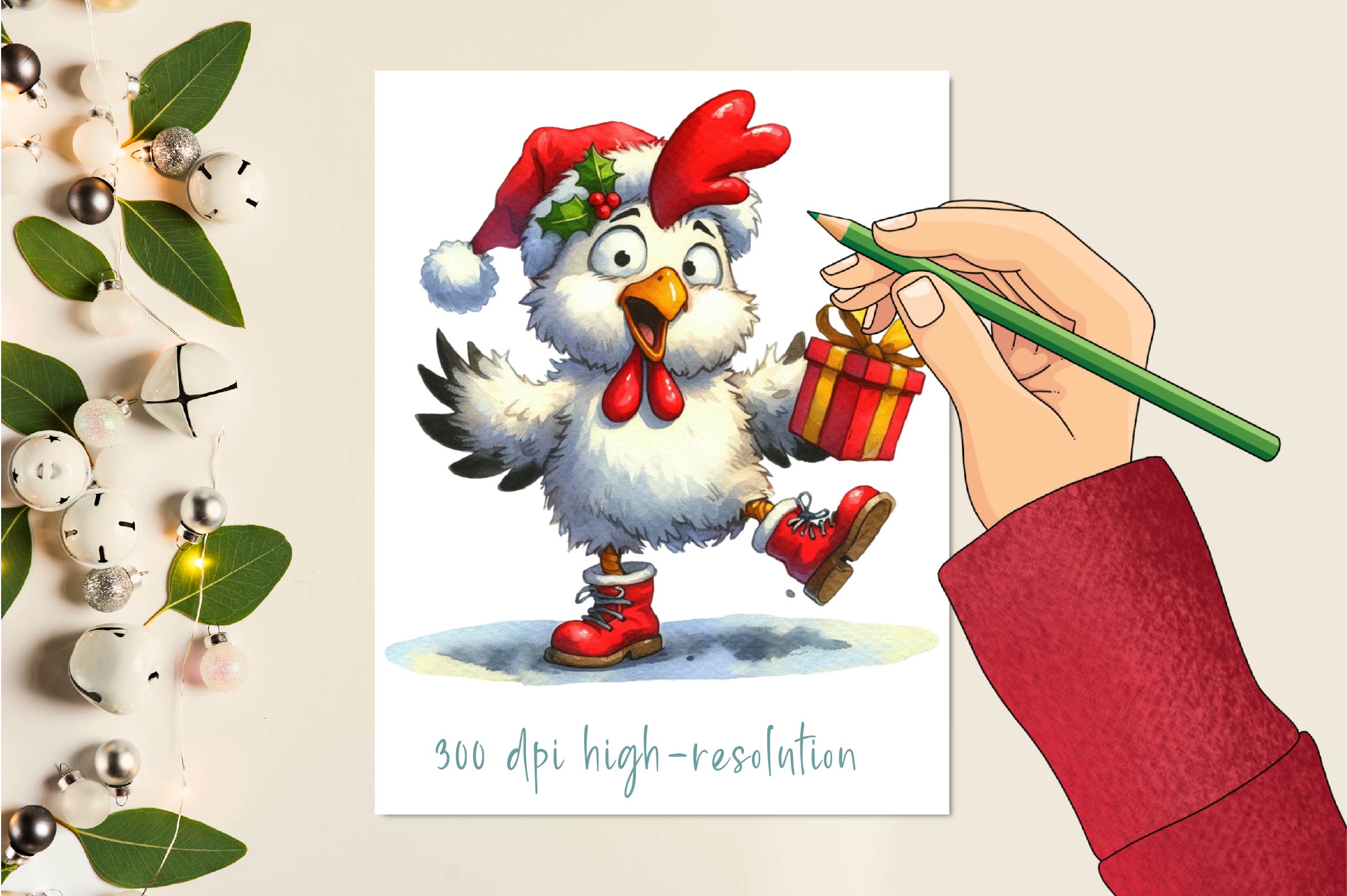 Christmas Funny Chicken Clipart Bundle
