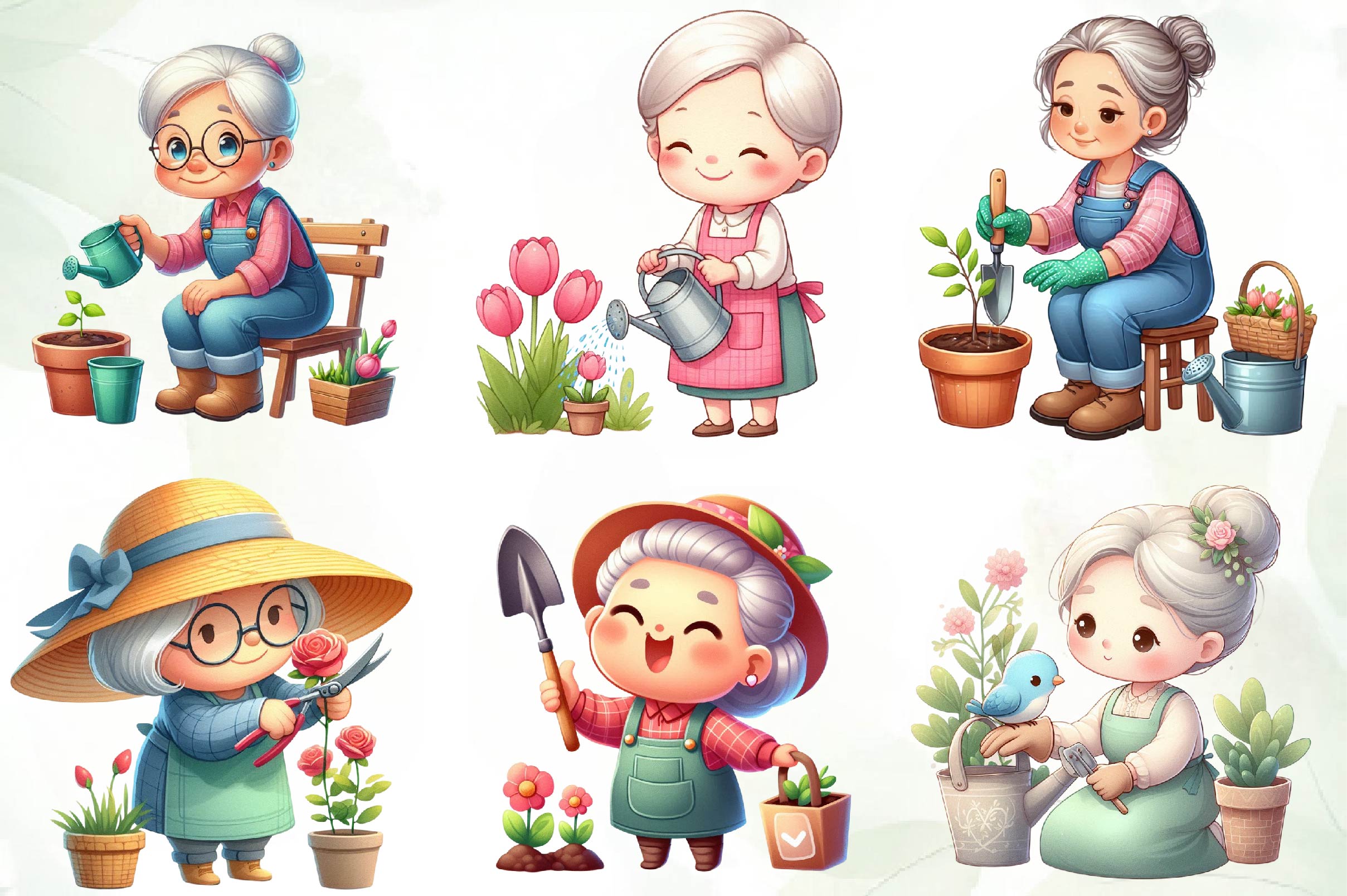 Gardening Grandma Clipart Bundle