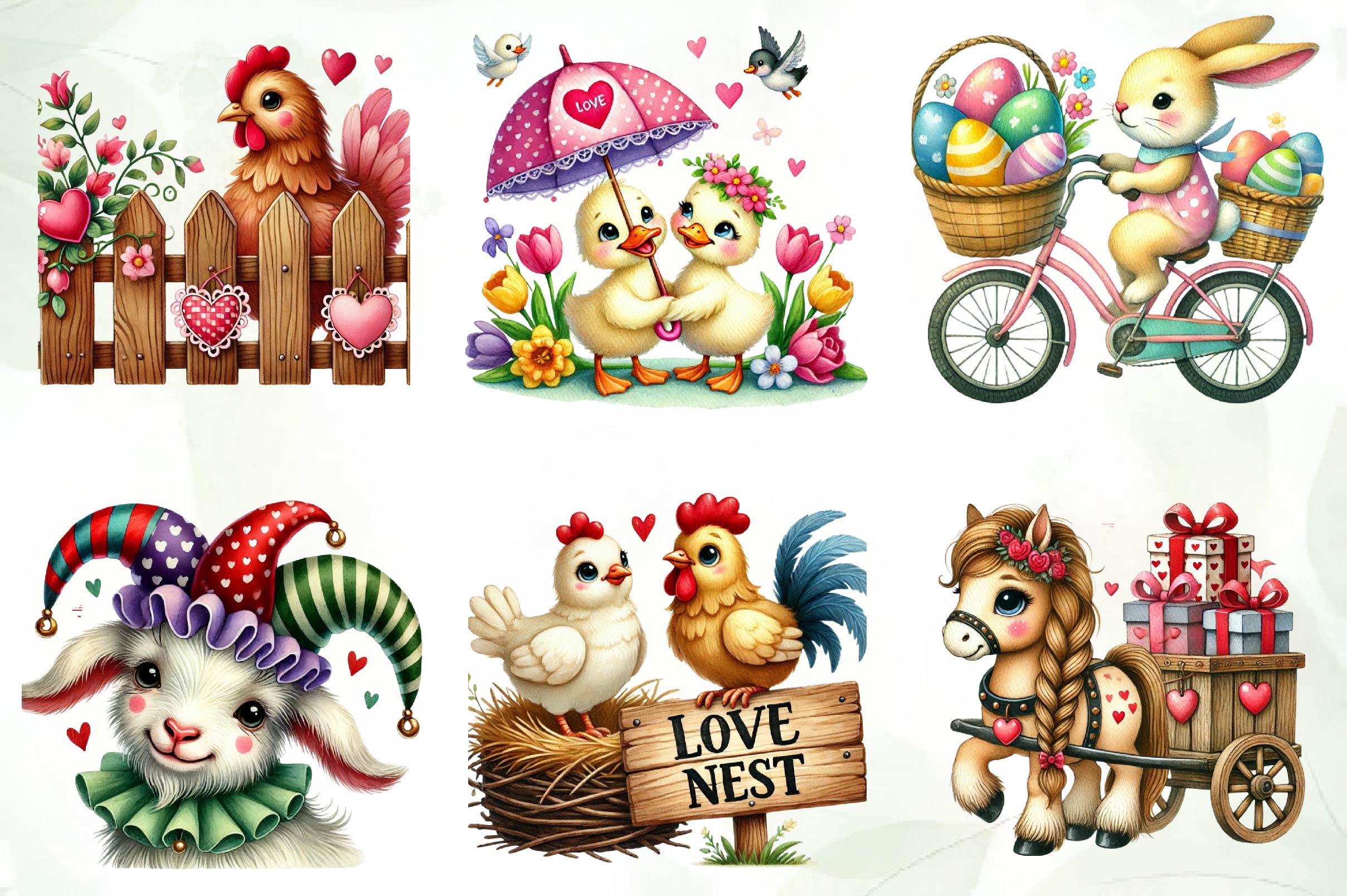 Valentine Farm Clipart Bundle
