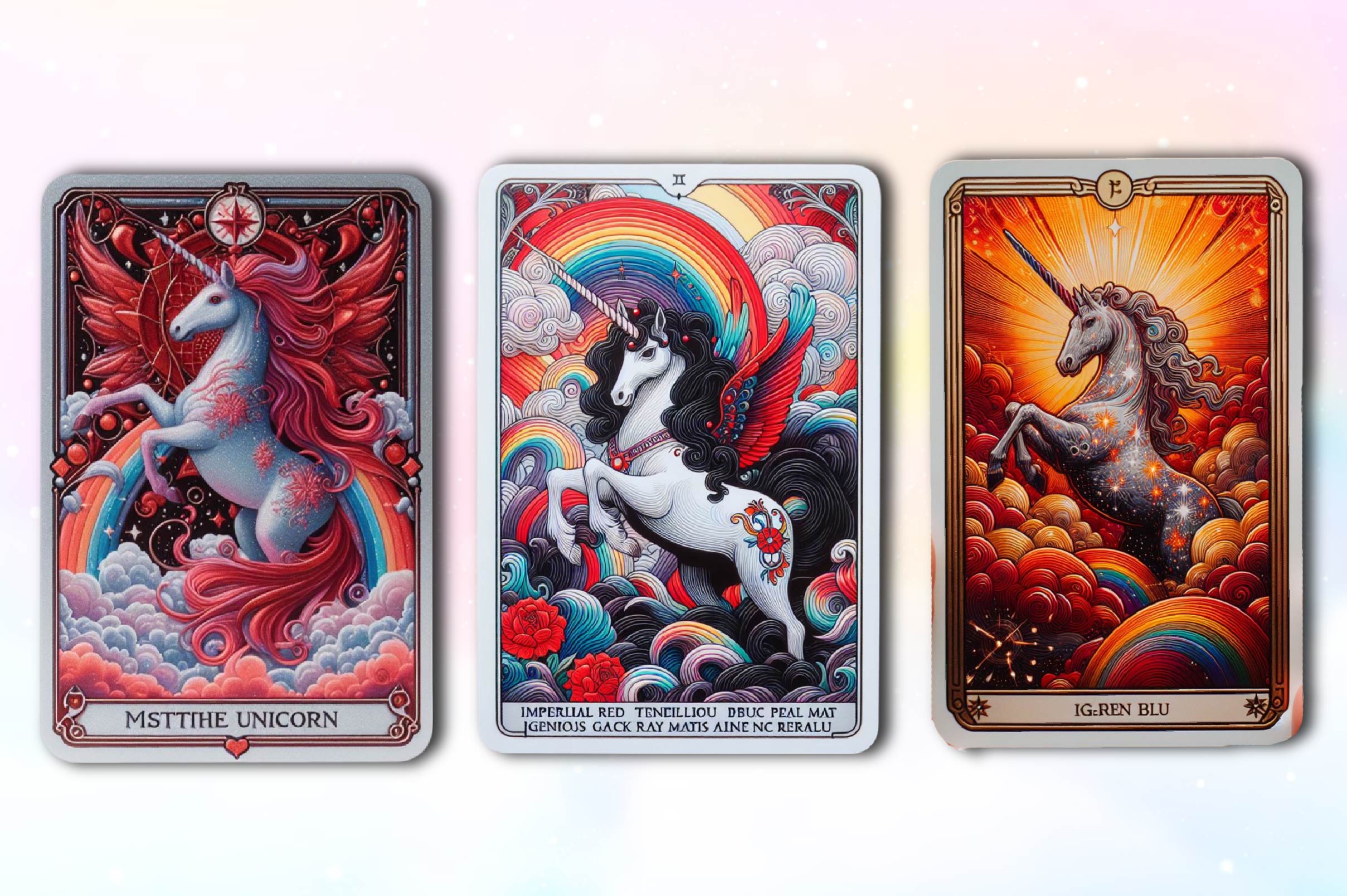 Crystal Unicorn Tarot Card Clipart Bundle