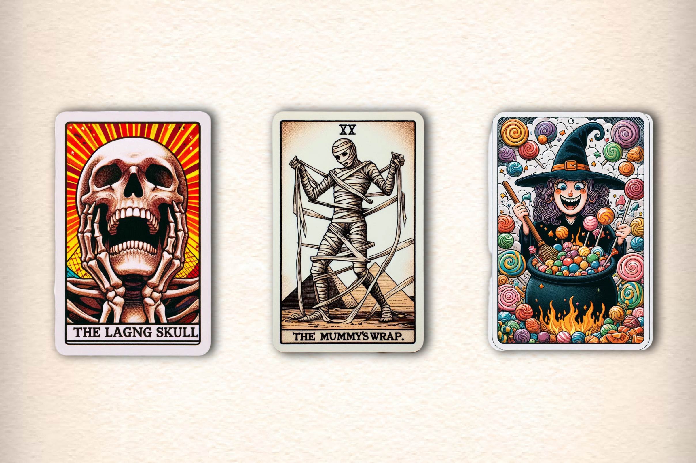 Funny Halloween Tarot Cards Clipart Bundle