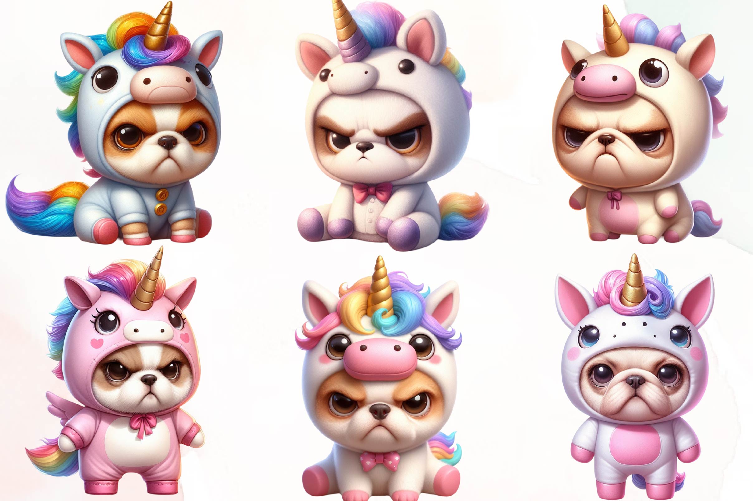 Unicorn Costume For Dogs Clipart Bundle