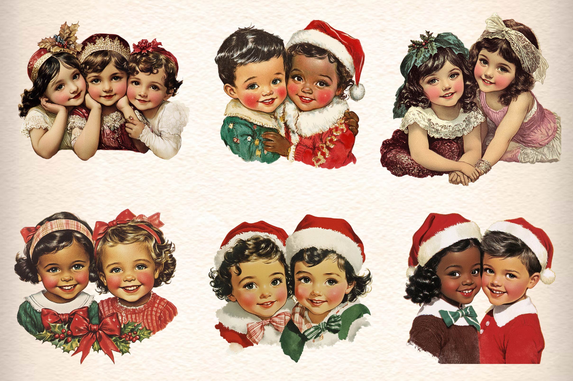Vintage Christmas Card Clipart Bundle