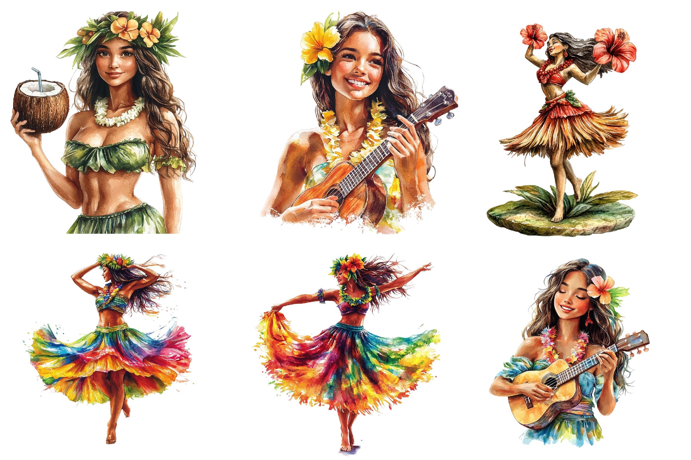 Hula Girl Clipart Bundle