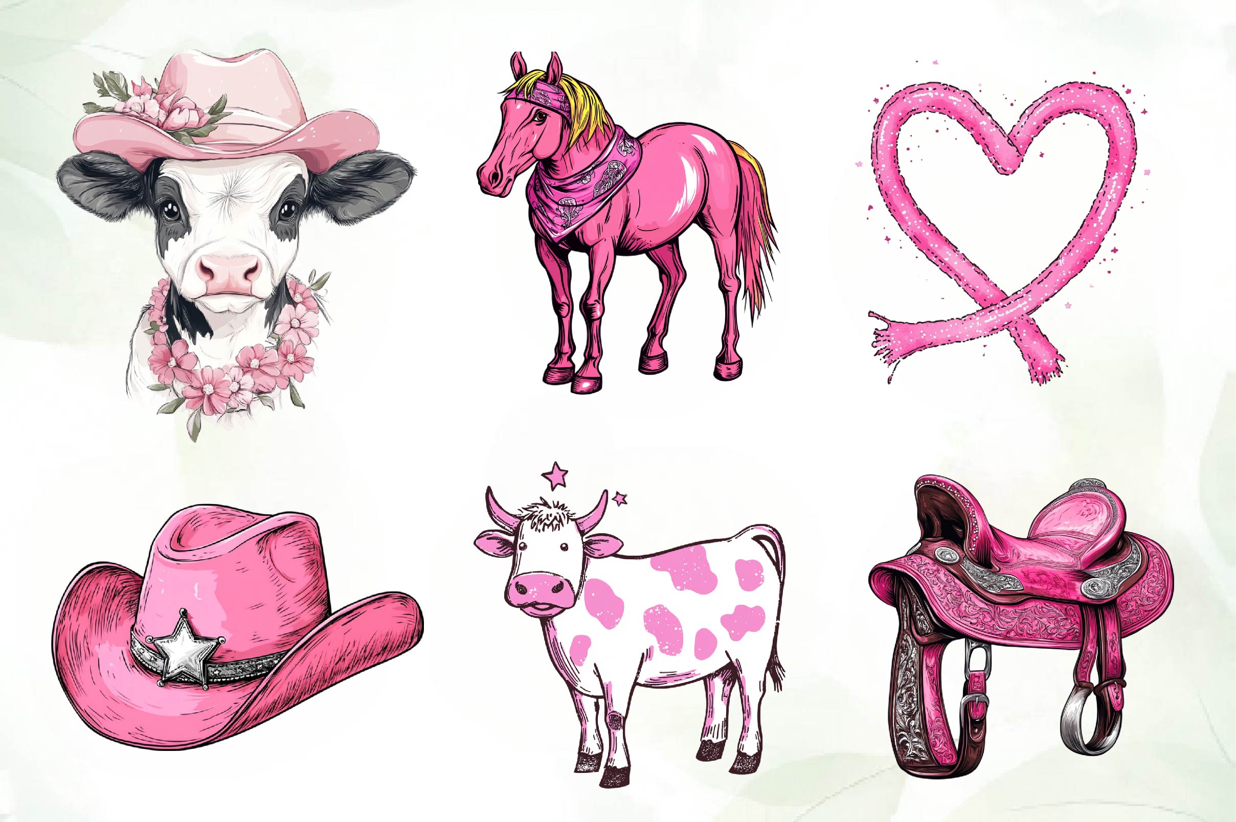 Pink Western Cowgirl Clipart Bundle 1