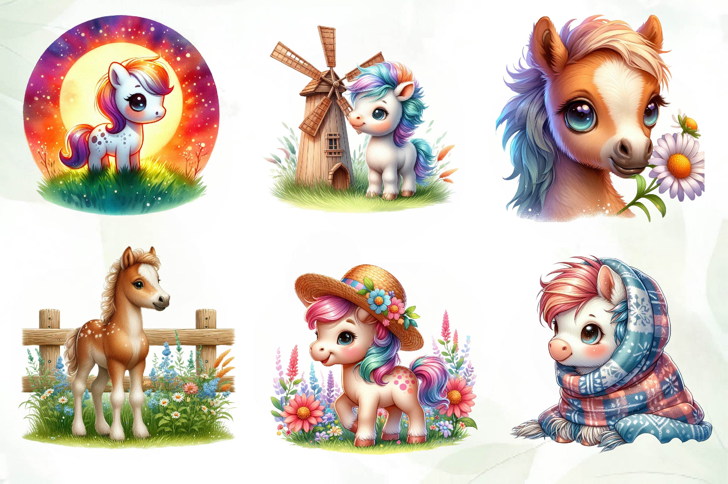 Baby Horse Clipart Bundle