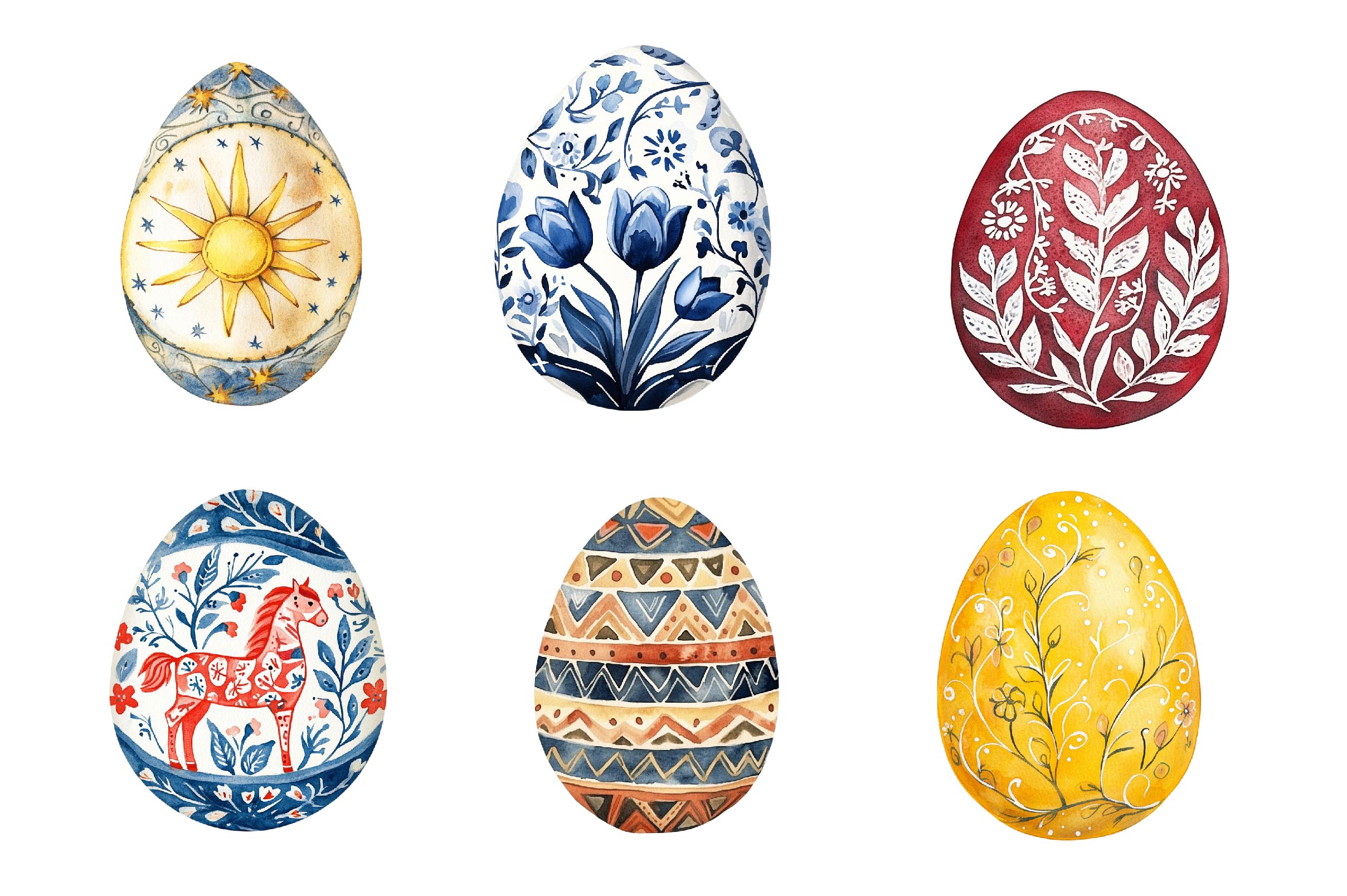Traditional Easter Egg Folk Clipart Bundle