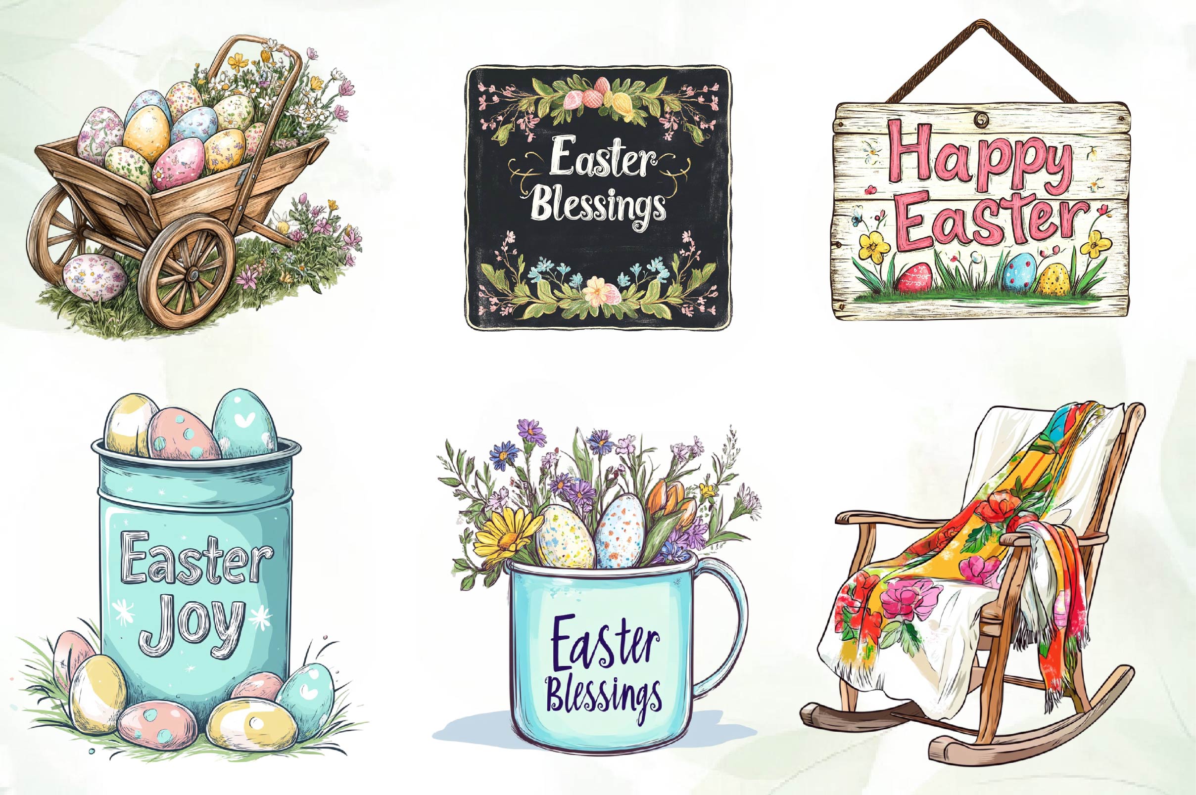 Rustic Easter Day Clipart Bundle 1