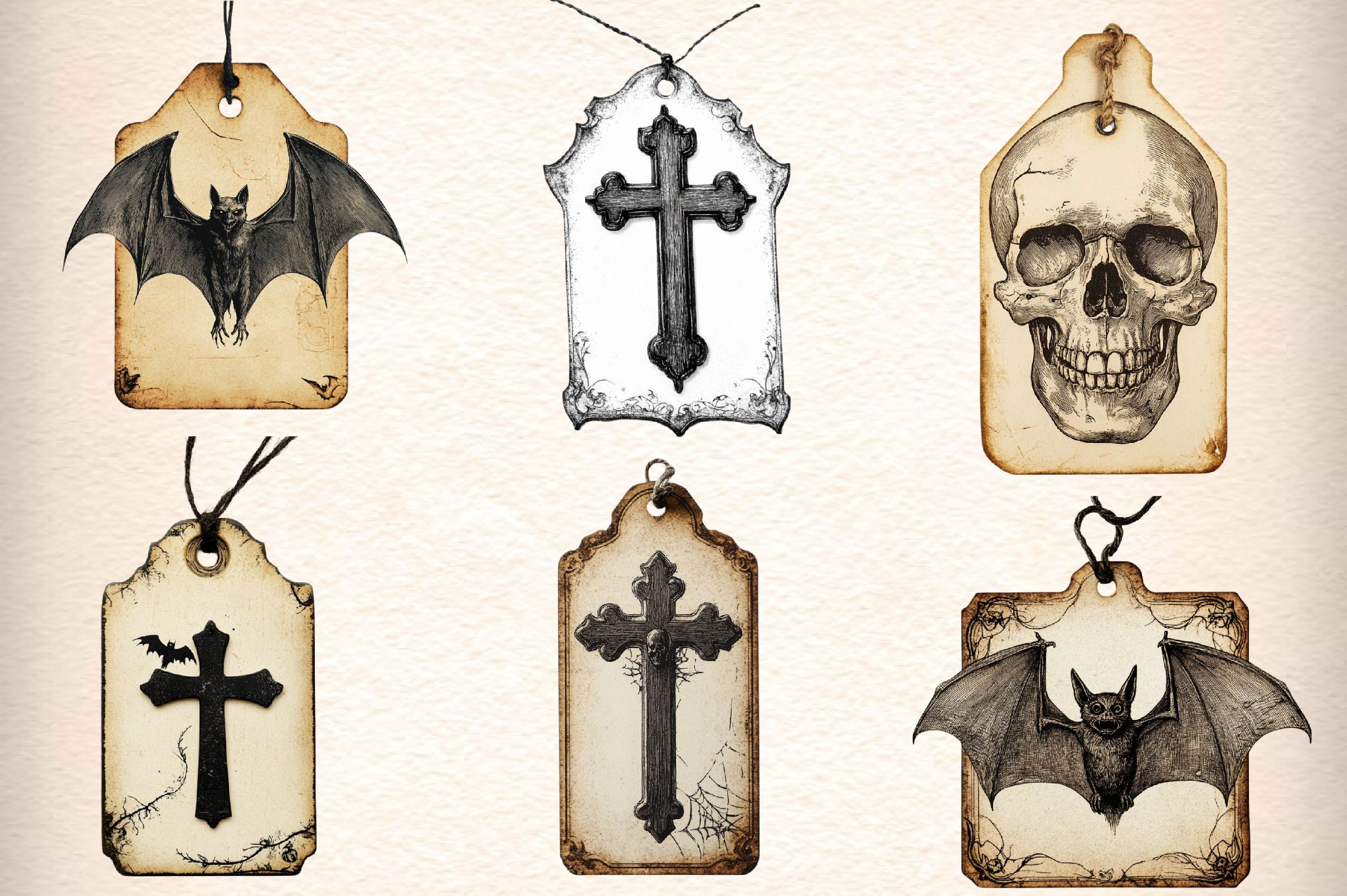 Gothic Vintage Old Tag Clipart Bundle