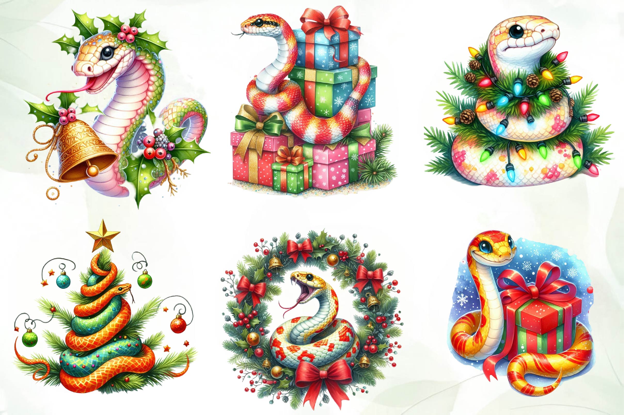 Christmas Snake Clipart Bundle