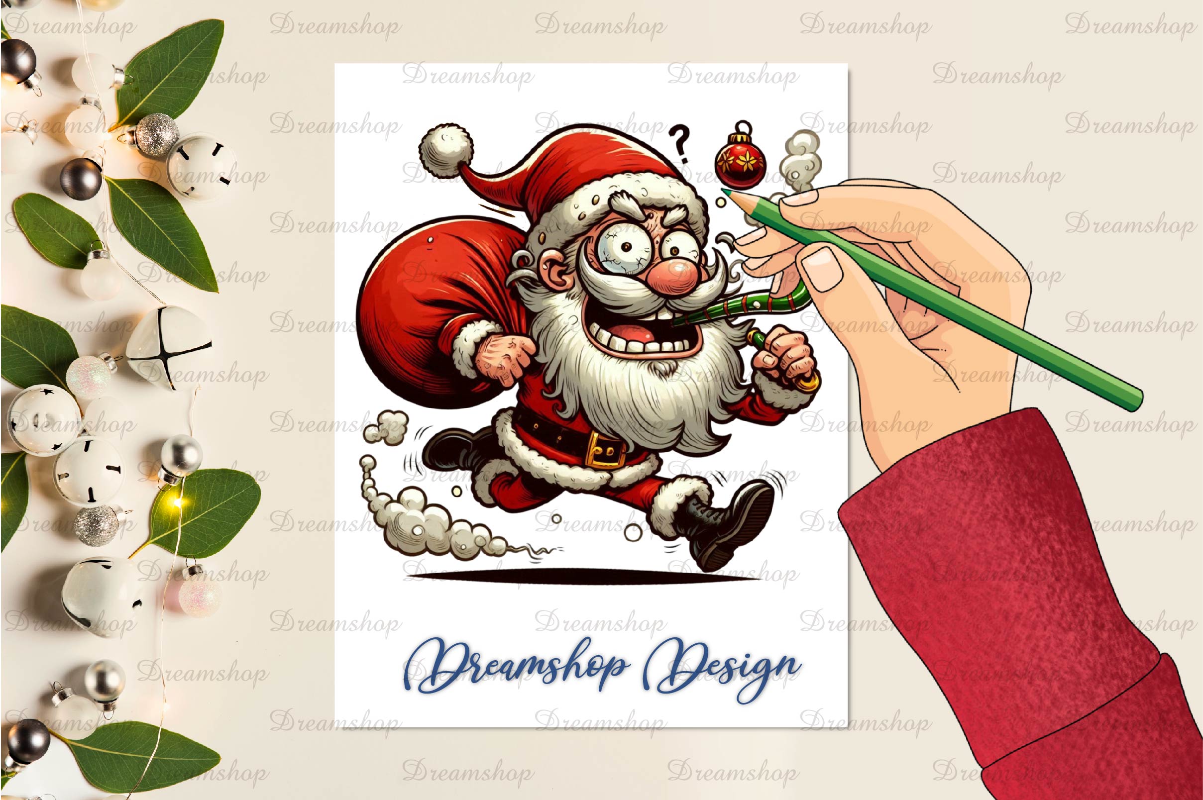 Funny Christmas Santa Clipart Bundle