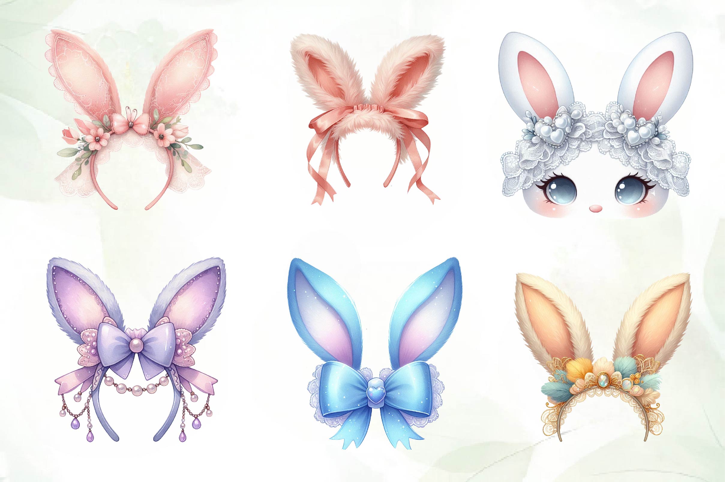 Coquette Bunny Ears Clipart Bundle