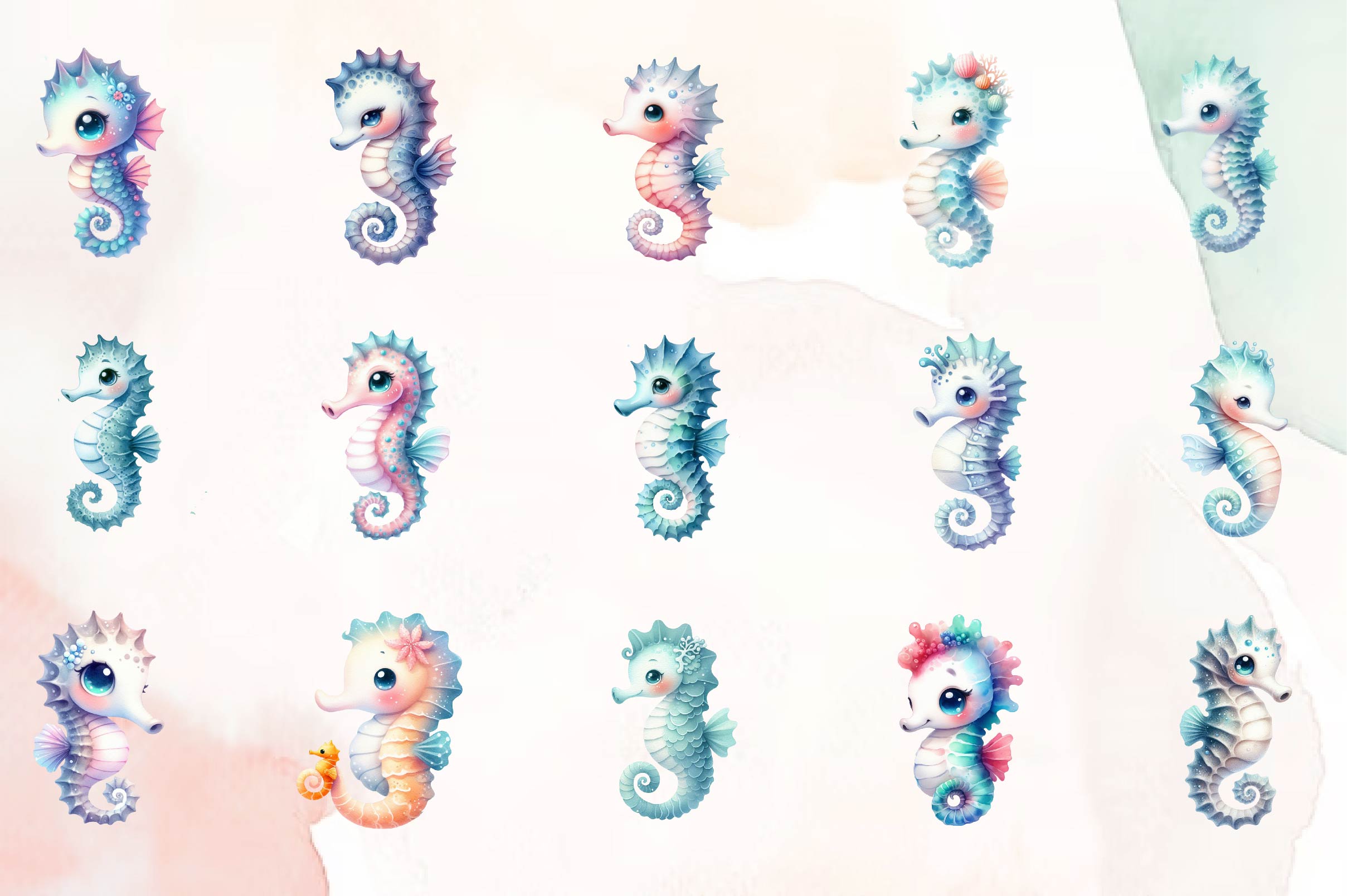 Fantasy Seahorse Clipart Bundle