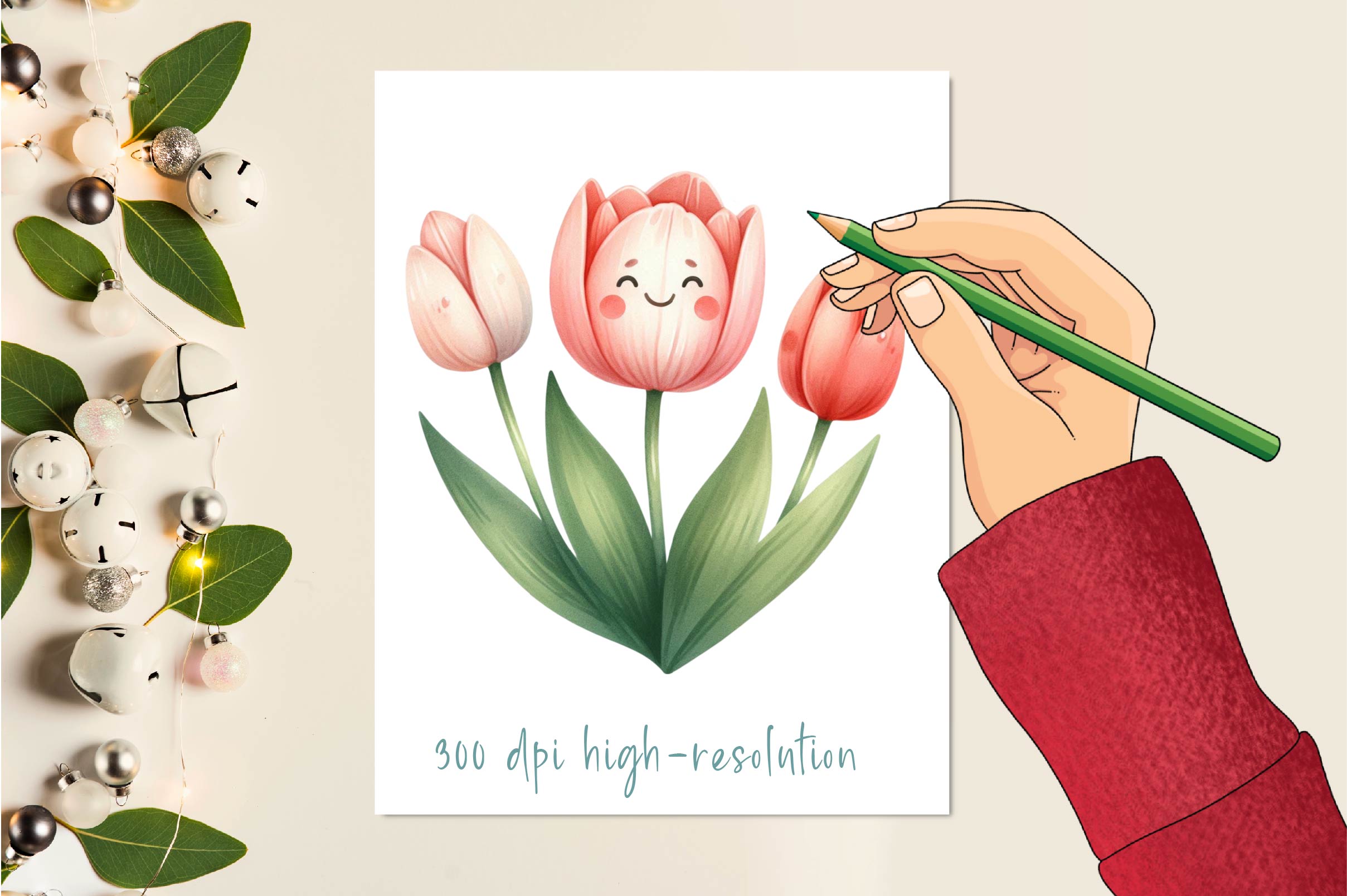 Smiling Tulip Clipart Bundle