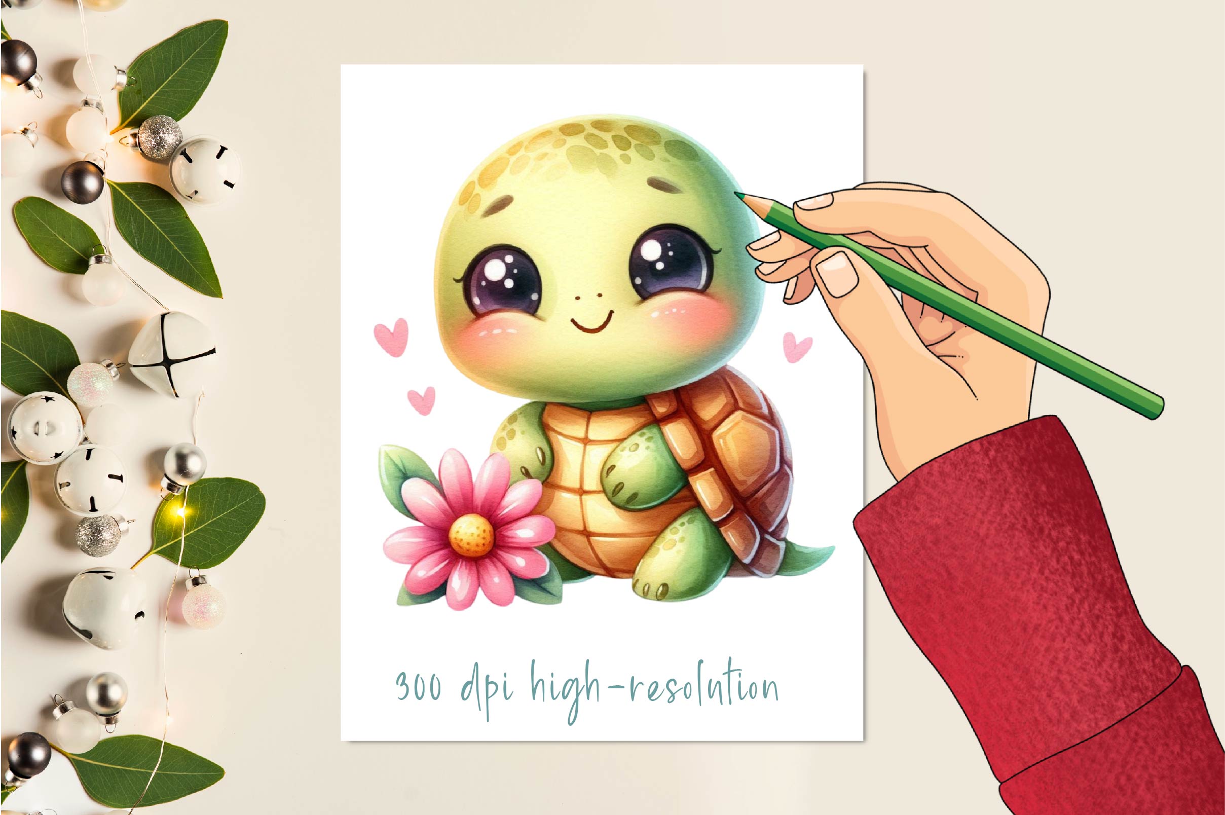 Turtle With A Flower Clipart Bundle