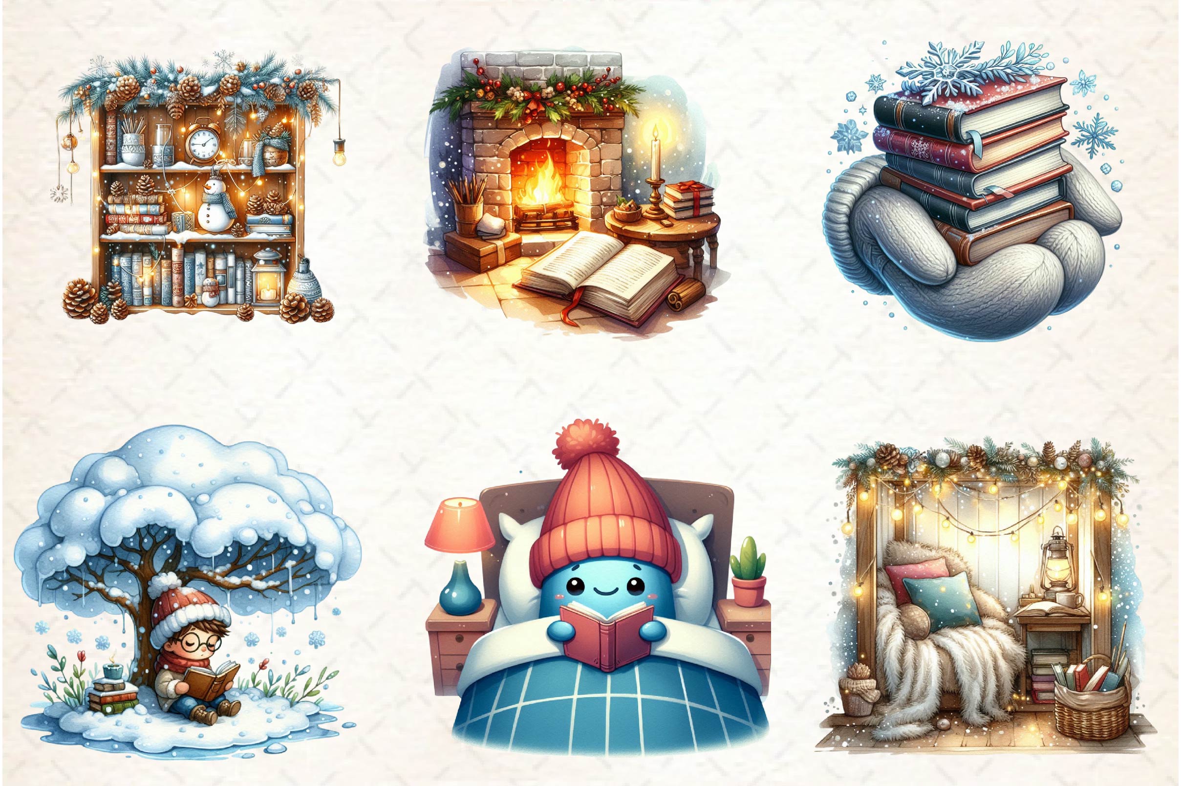 Chilly Reading Day Clipart Bundle