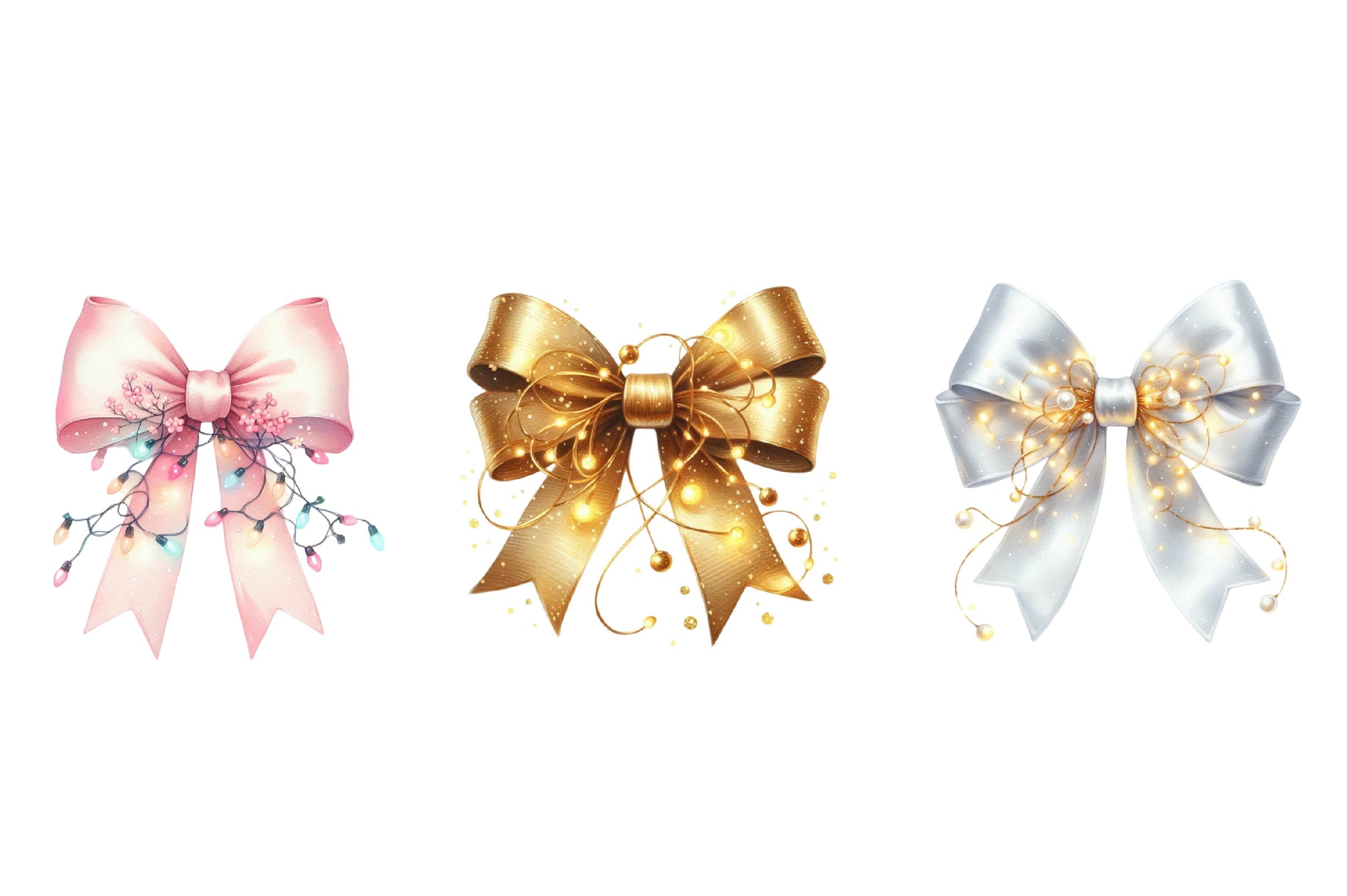 Christmas Bow Clipart Bundle